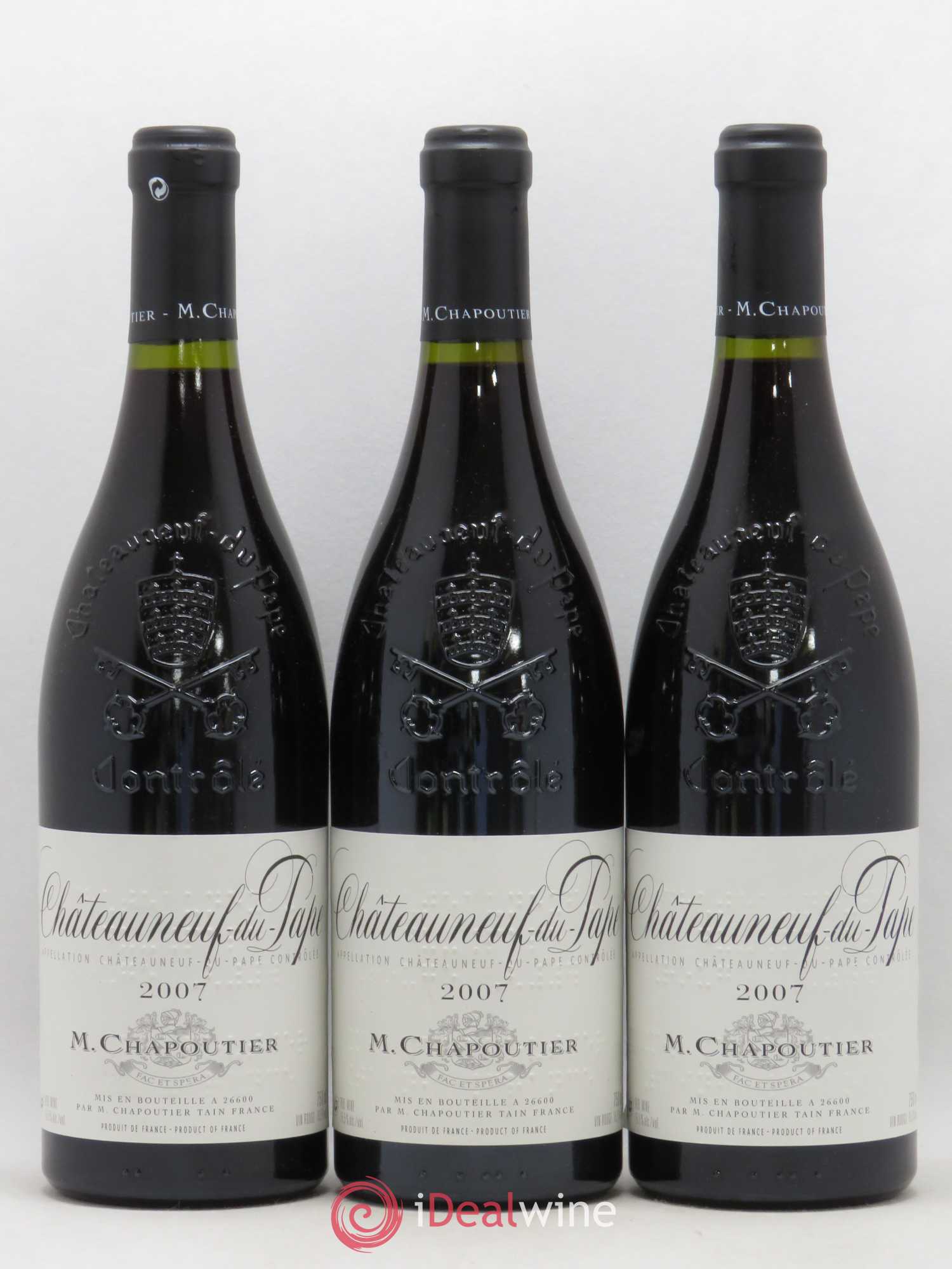 Châteauneuf-du-Pape Chapoutier (sans prix de réserve) 2007 - Posten von 3 Flaschen - 0