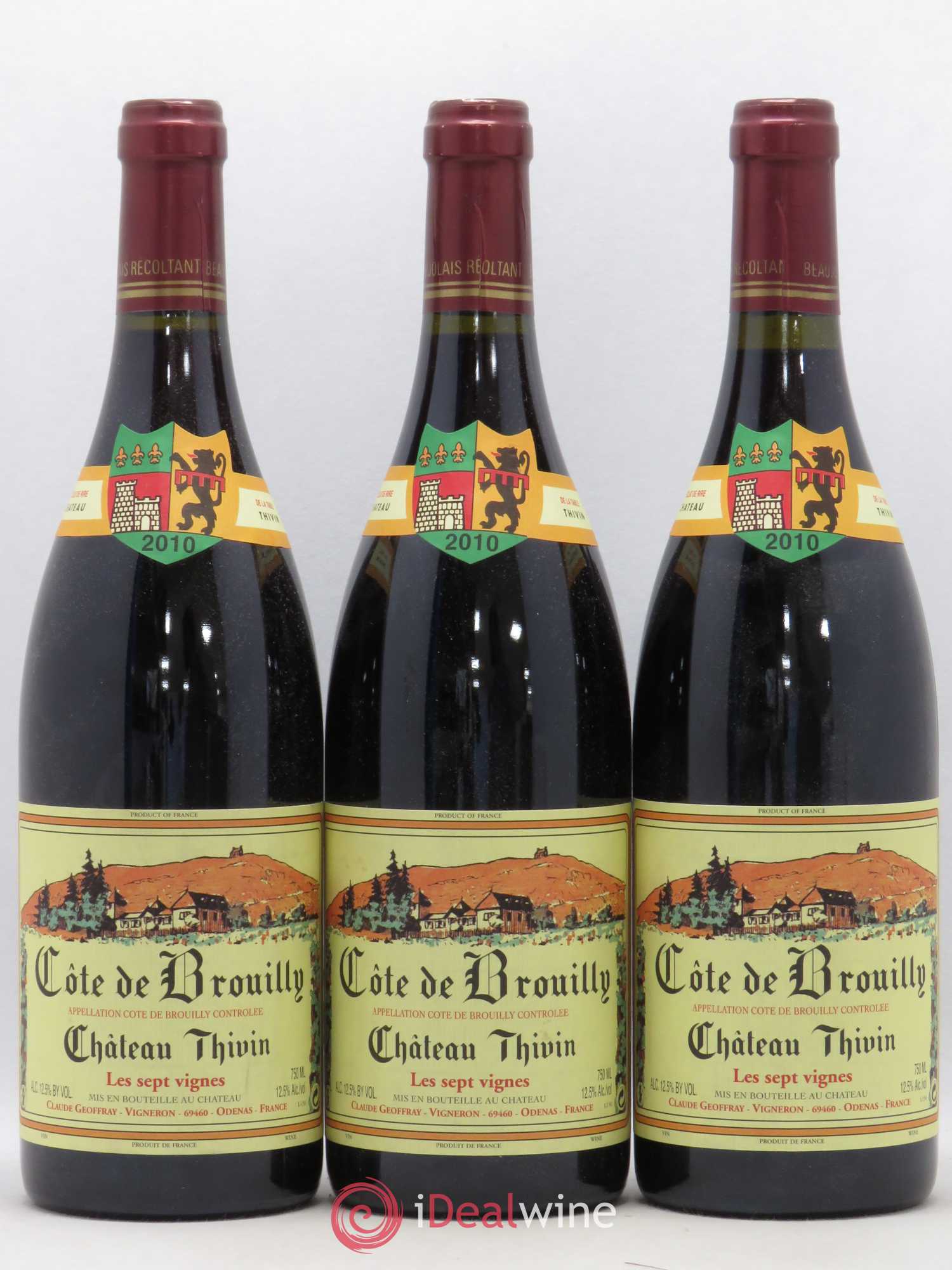 Côte de Brouilly Les 7 Vignes Château Thivin (sans prix de réserve) 2010 - Lot de 3 bouteilles - 0