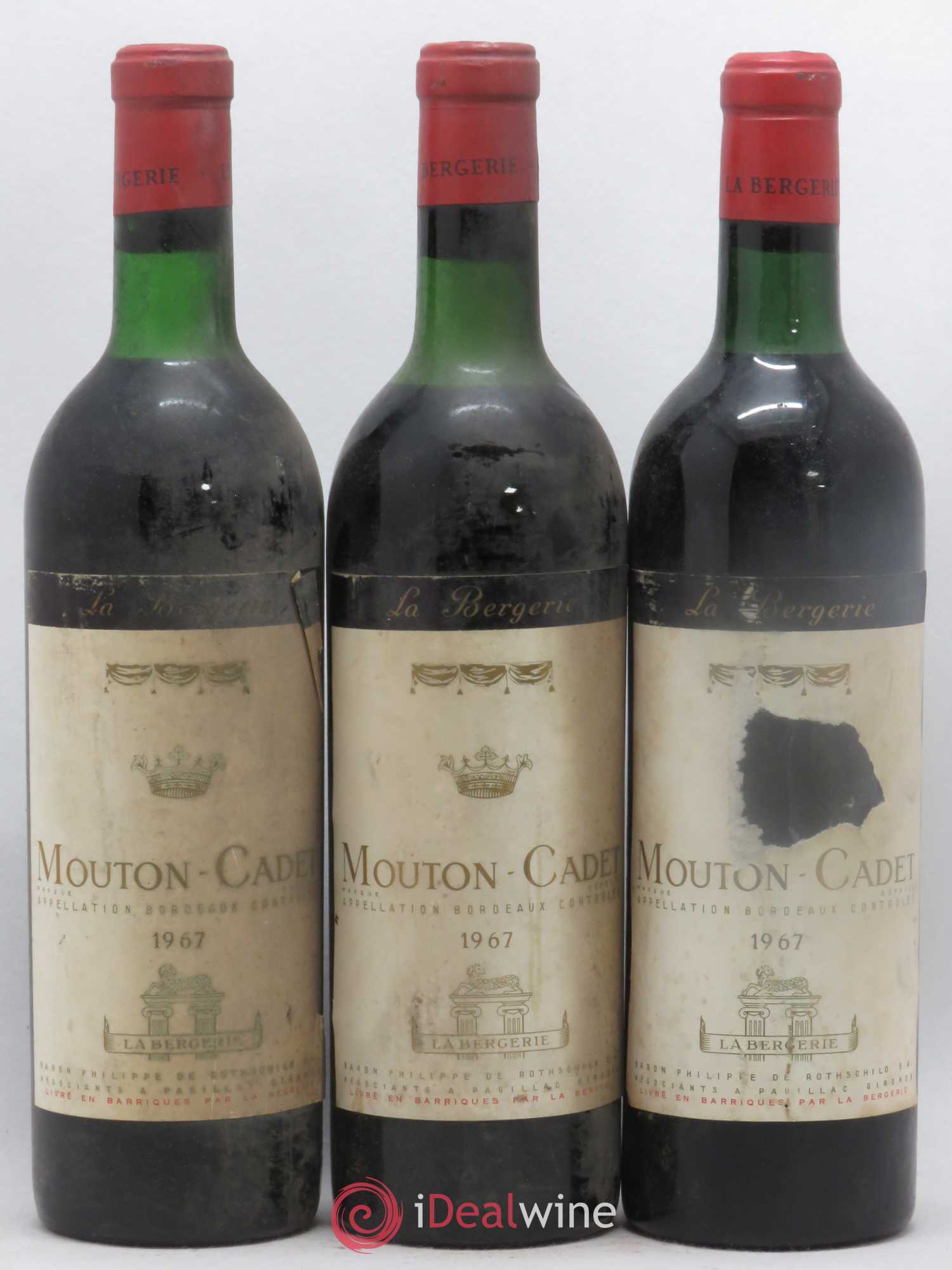 Château Mouton Cadet (sans prix de réserve) 1967 - Lot de 3 bouteilles - 0