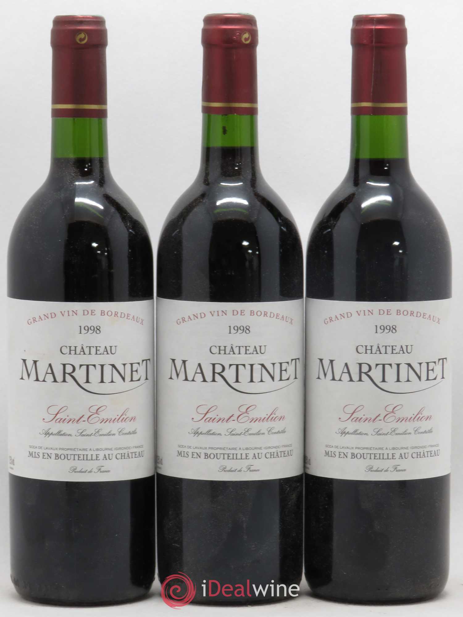 Saint-Émilion Grand Cru Château Martinet (sans prix de réserve) 1998 - Posten von 3 Flaschen - 0