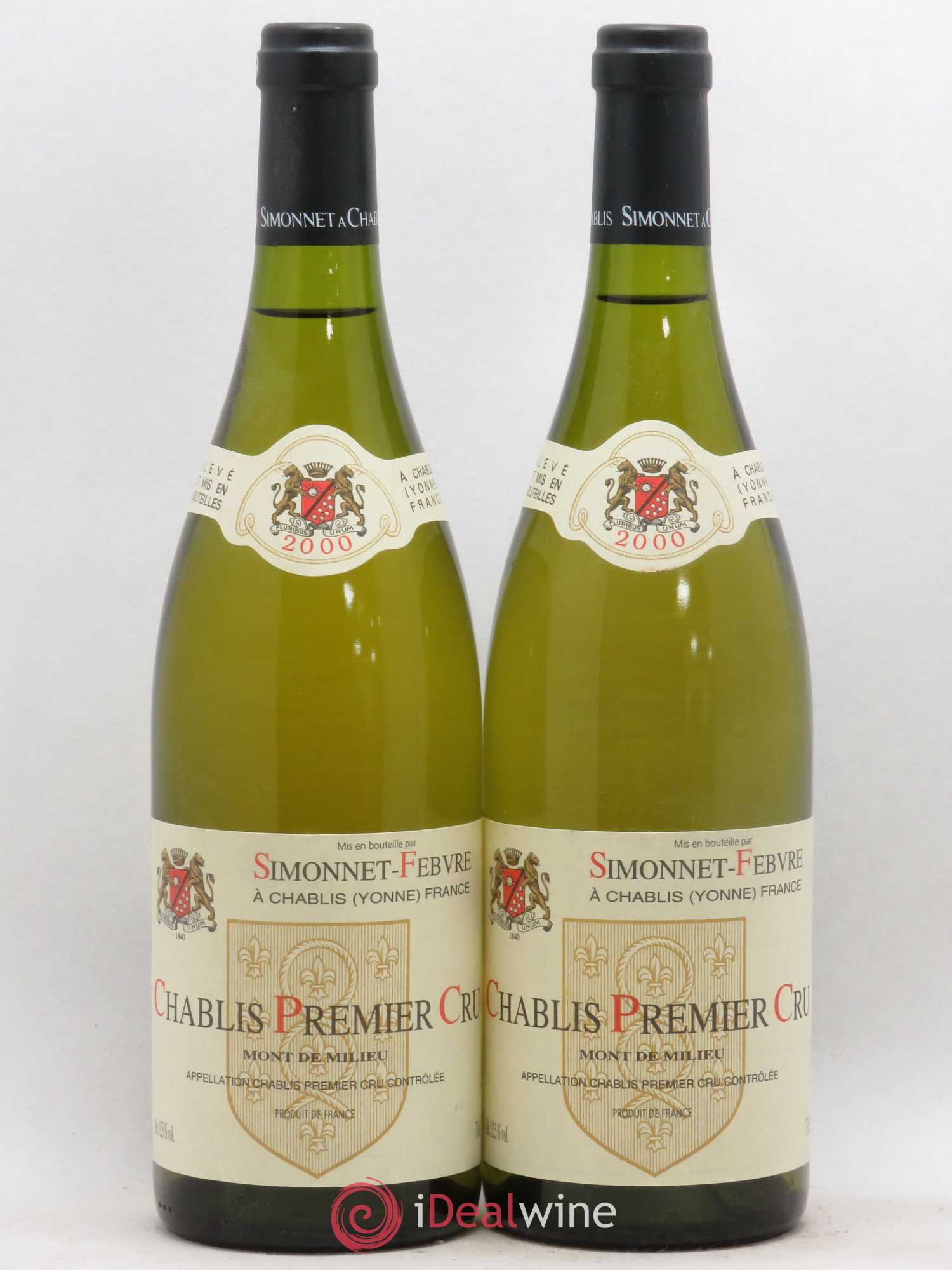 Chablis 1er Cru Mont de Milieu Simonet Febvre (sans prix de réserve) 2000 - Posten von 2 Flaschen - 0