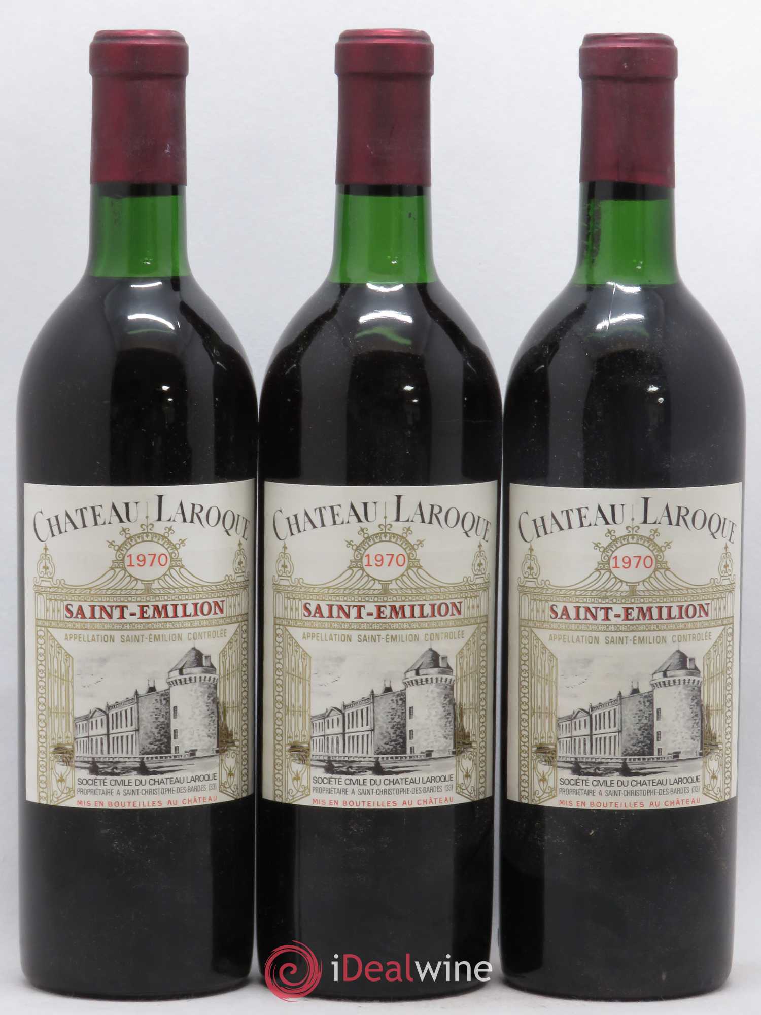 Château Laroque Grand Cru Classé (sans prix de réserve) 1970 - Lot de 3 bouteilles - 0