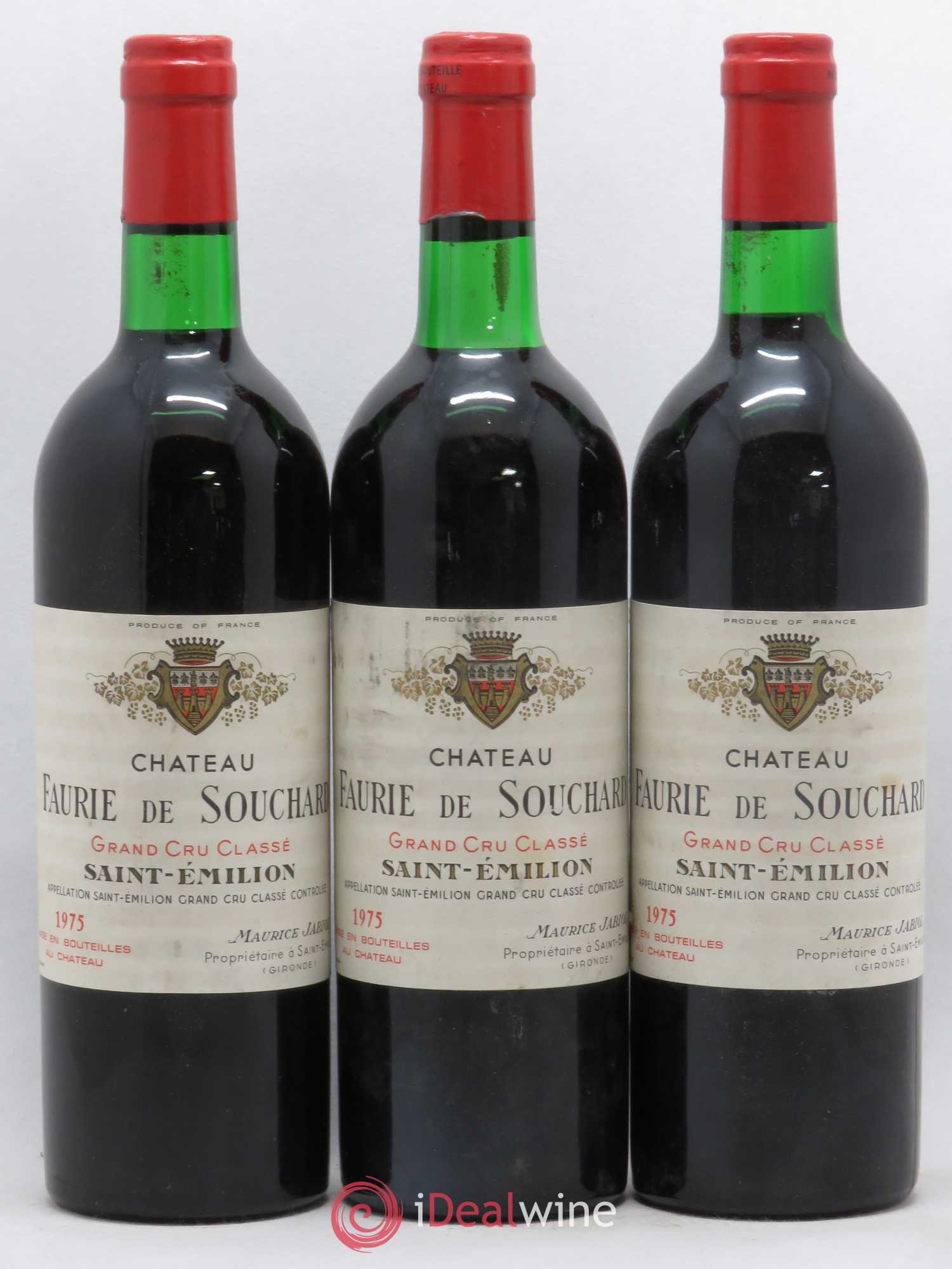 Château Faurie de Souchard Grand Cru Classé (sans prix de réserve) 1975 - Lot de 3 bouteilles - 0