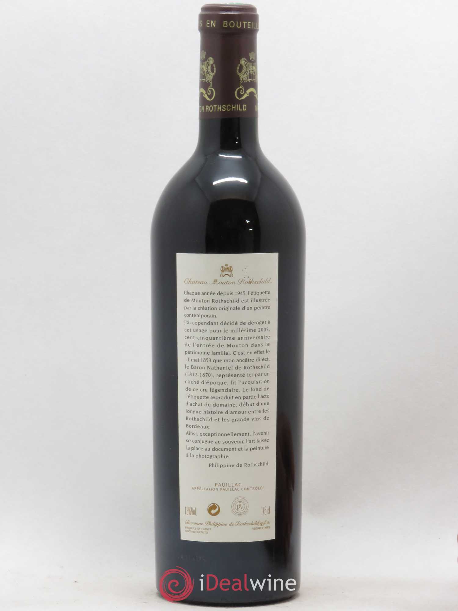 Château Mouton Rothschild 1er Grand Cru Classé (sans prix de réserve) 2003 - Lot de 1 bouteille - 1