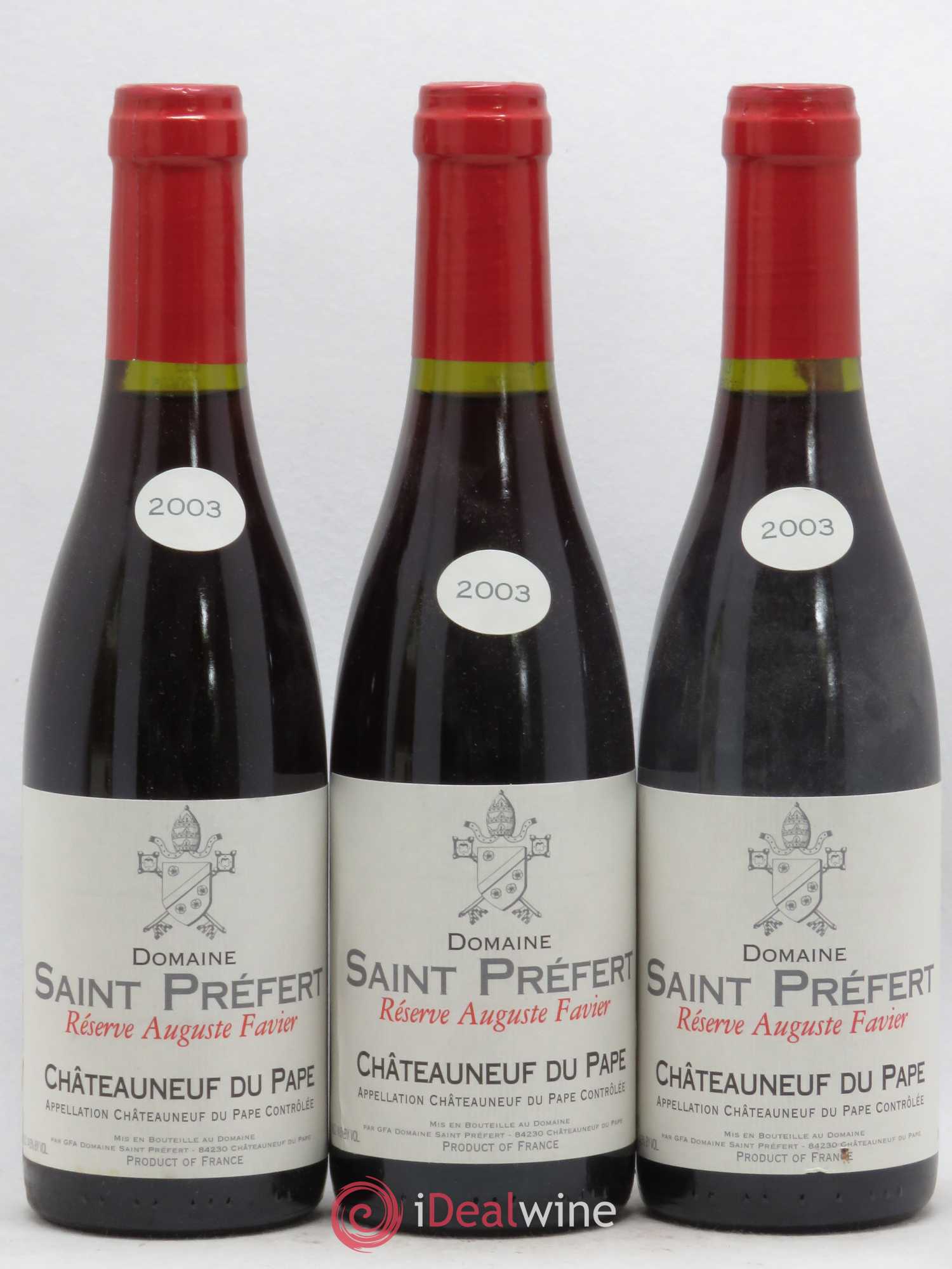 Châteauneuf-du-Pape Domaine Saint-Préfert Réserve Auguste Favier (sans prix de réserve) 2003 - Posten von 3 Demi-Flaschen - 0