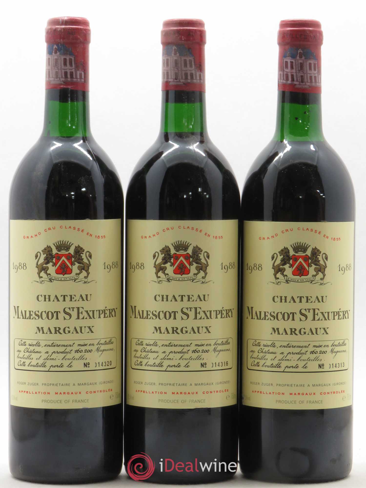 Château Malescot Saint-Exupéry 3ème Grand Cru Classé (sans prix de réserve) 1988 - Lot de 3 bouteilles - 0