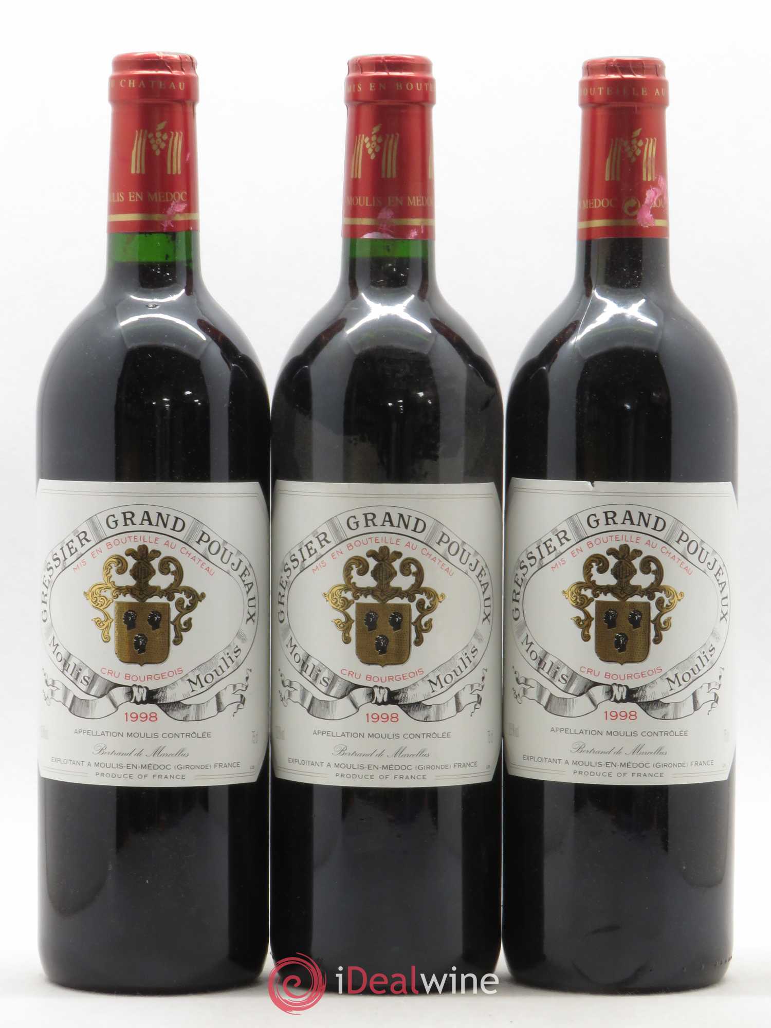 Château Gressier Grand Poujeaux Cru Bourgeois  (sans prix de réserve) 1998 - Lot de 6 bouteilles - 2
