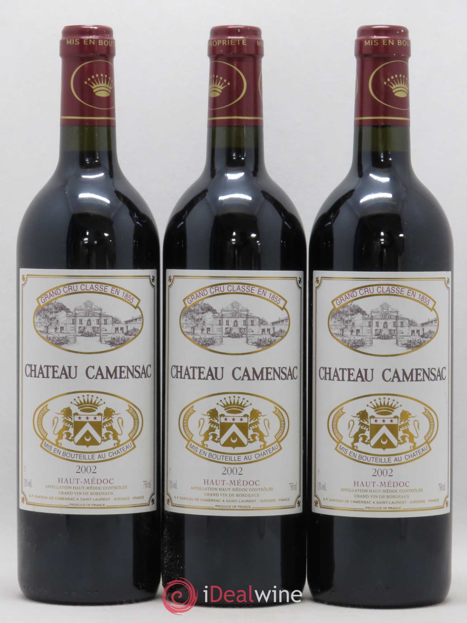 Château Camensac 5ème Grand Cru Classé 2002 - Lot de 3 bouteilles - 0