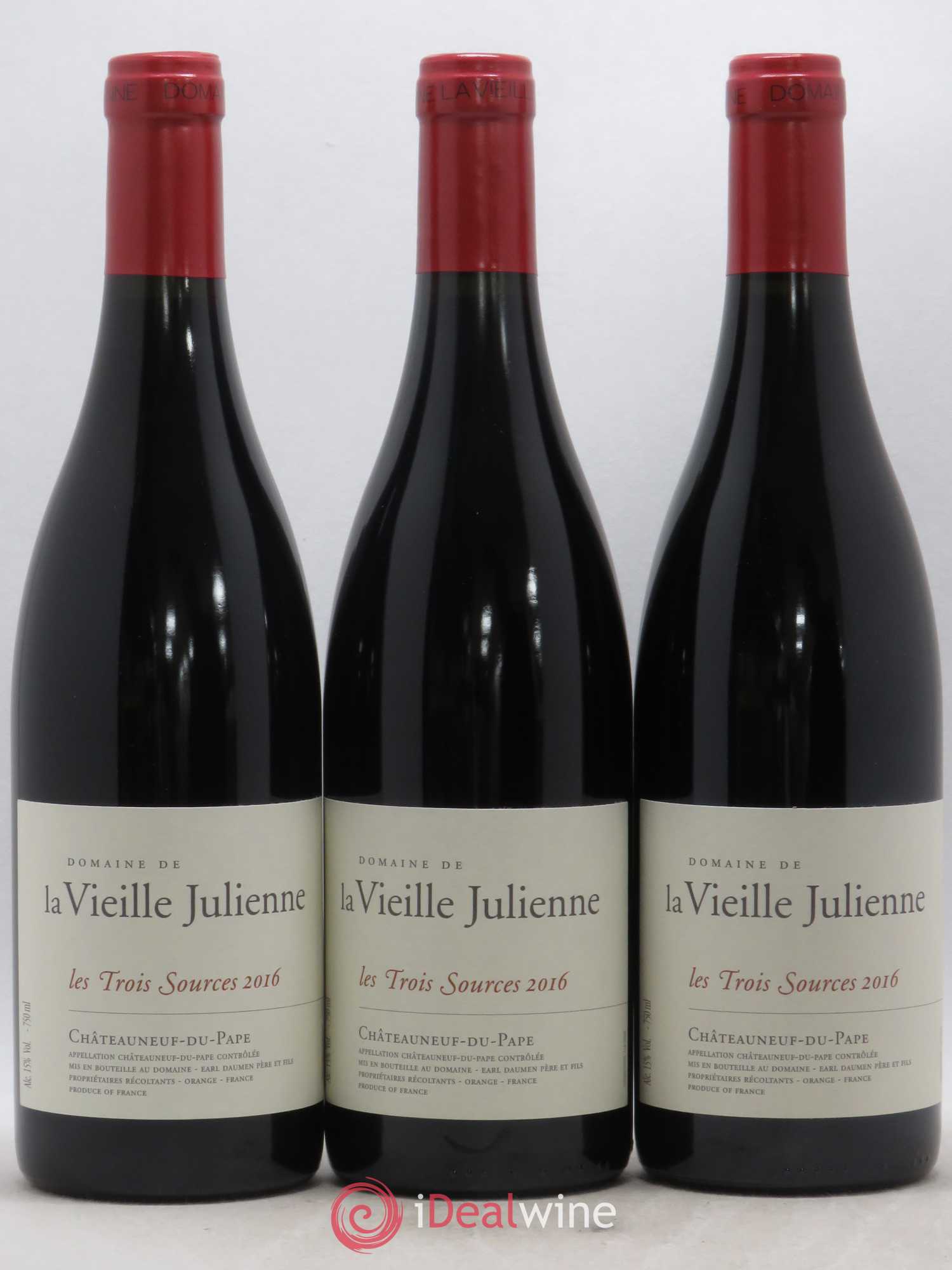 Châteauneuf-du-Pape Vieille Julienne (Domaine de la) Les Trois Sources Jean-Paul Daumen 2016 - Lot de 6 bouteilles - 1