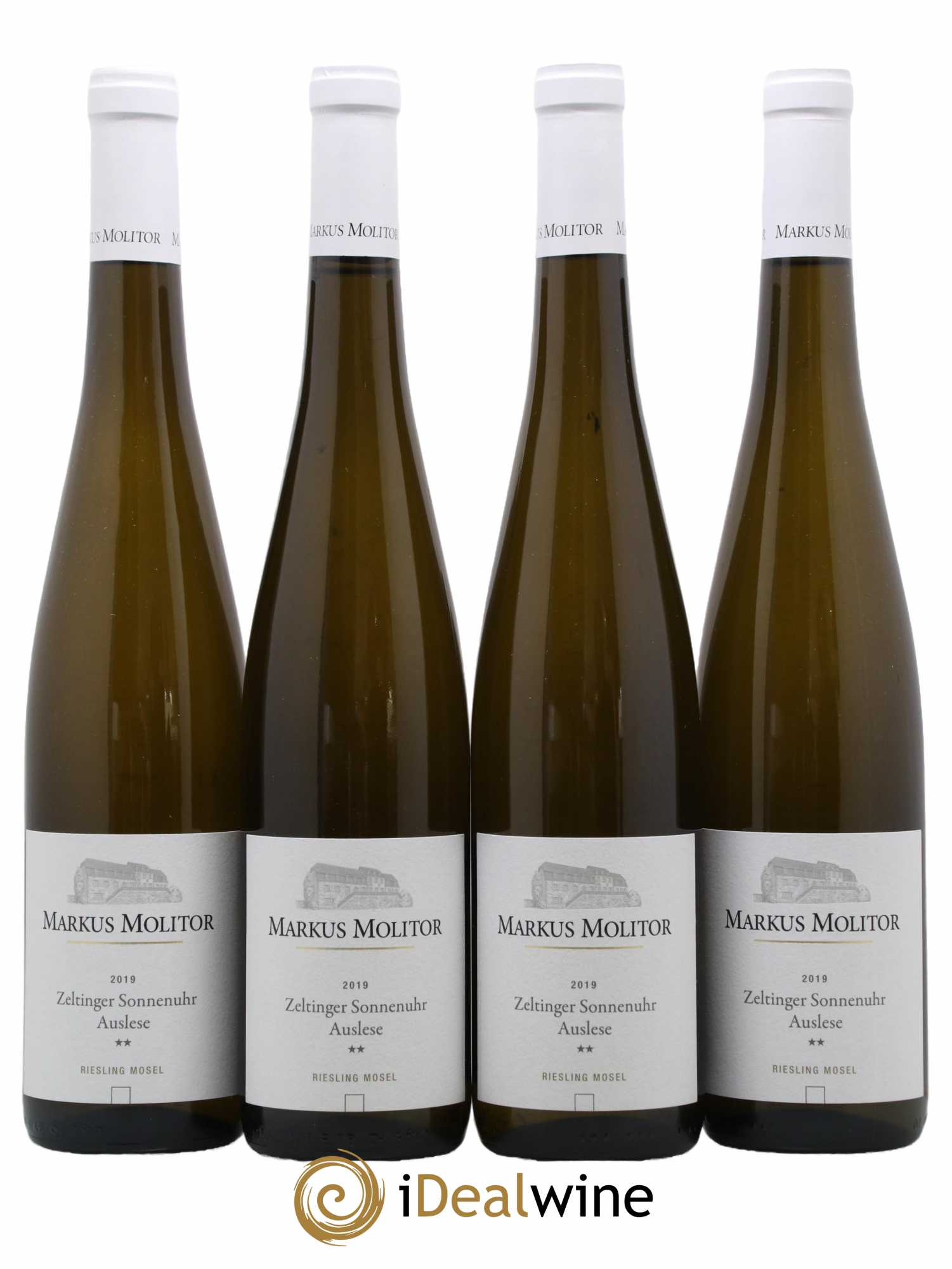 Riesling Markus Molitor Zeltinger Sonnenuhr Auslese White Capsule°° 2019 - Lot de 4 bouteilles - 0