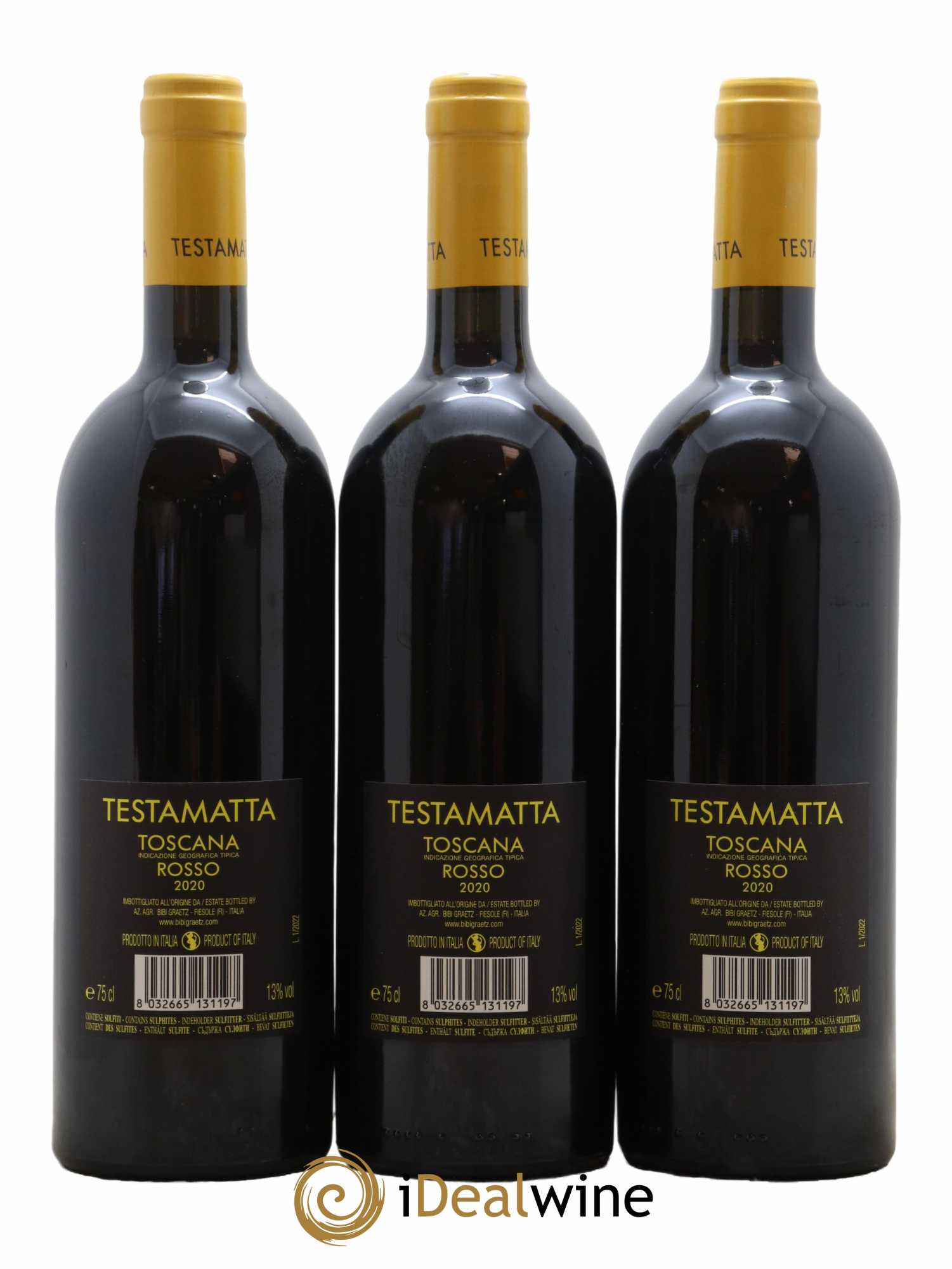 Toscana IGT Testamatta Bibi Graetz 2020 - Lot de 3 bouteilles - 1