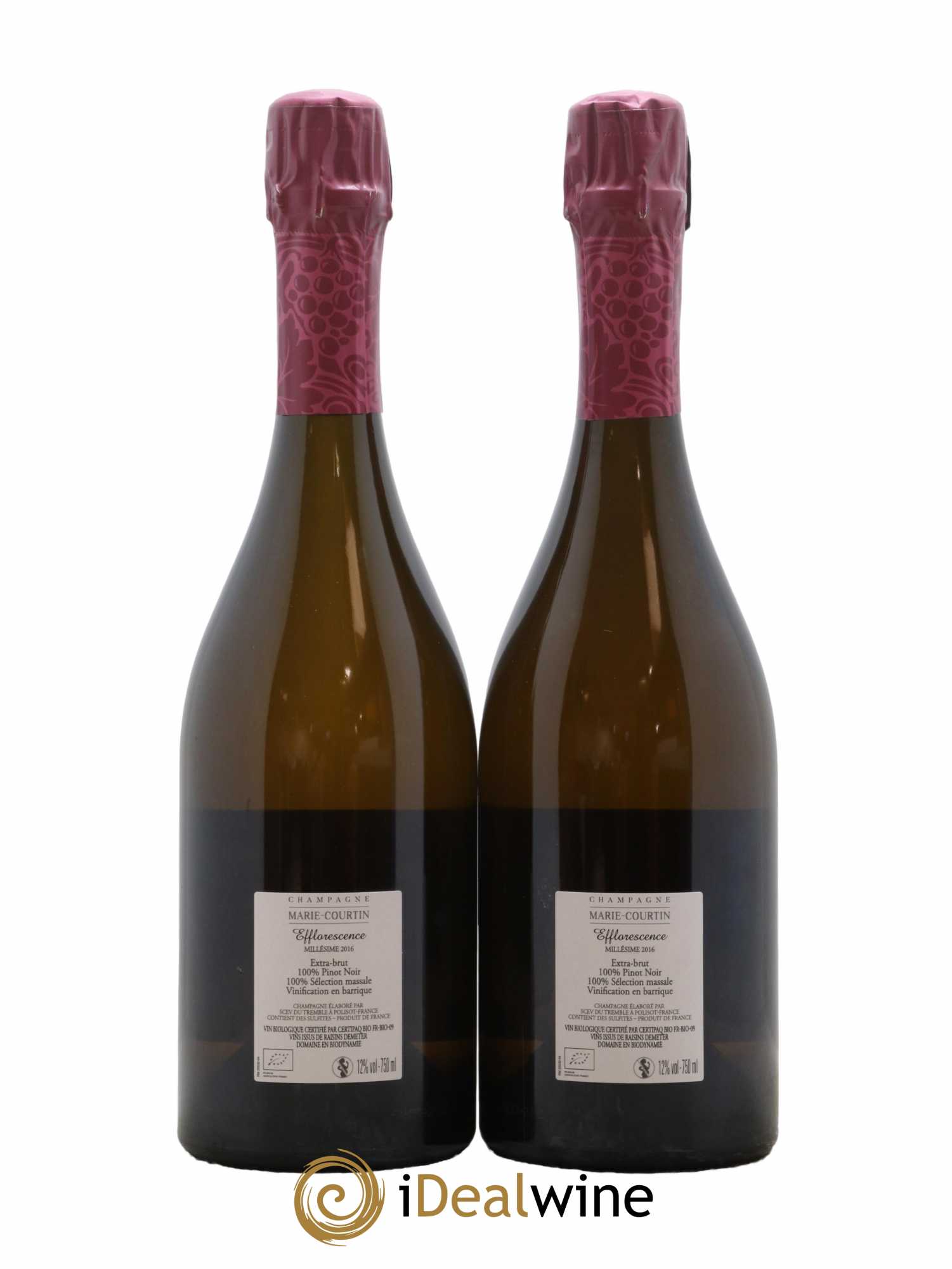 Champagne Extra-Brut Efflorescence Marie Courtin 2016 - Lot de 2 bouteilles - 1
