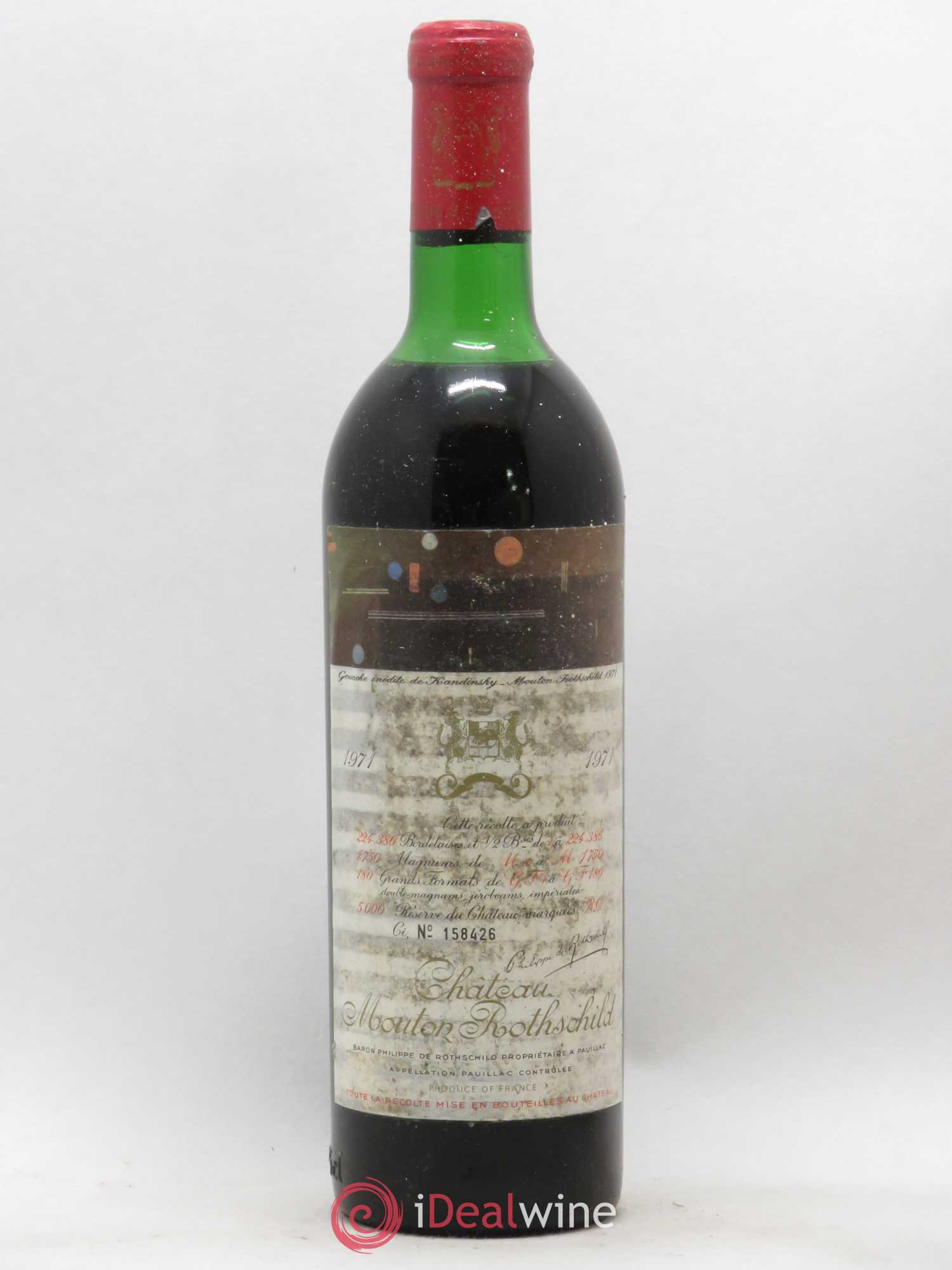 Château Mouton Rothschild 1er Grand Cru Classé 1971 - Lot de 1 bouteille - 0