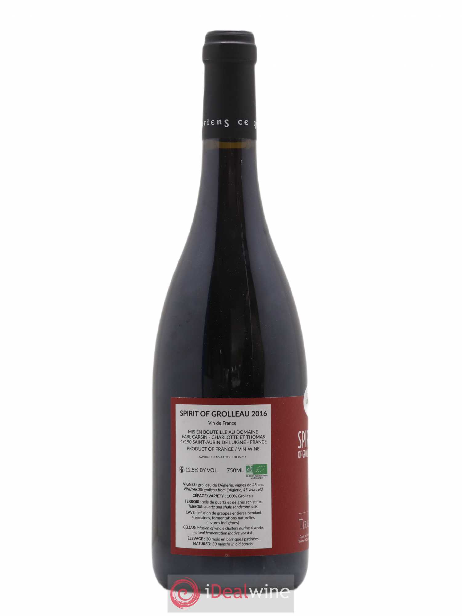Val de Loire Terre de L'Elu Spirit of Grolleau 2016 - Posten von 1 Flasche - 1
