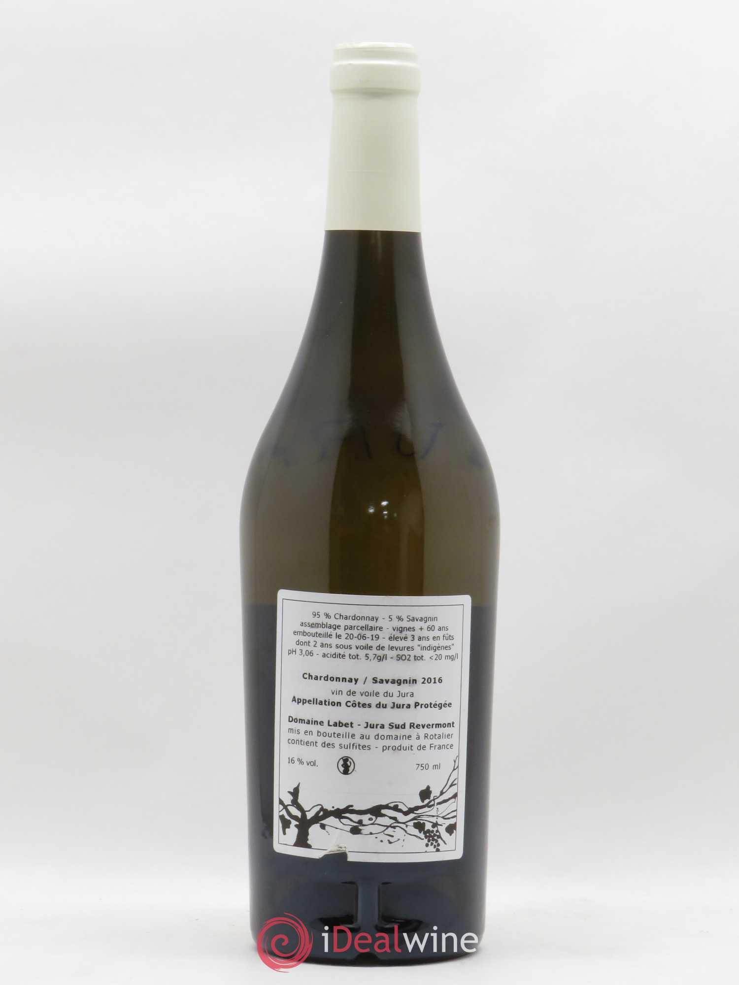 Côtes du Jura Vin de Voile Chardonnay-Savagnin cuvée de garde Romain - Julien  - Charline Labet 2016 - Lot de 1 bouteille - 1