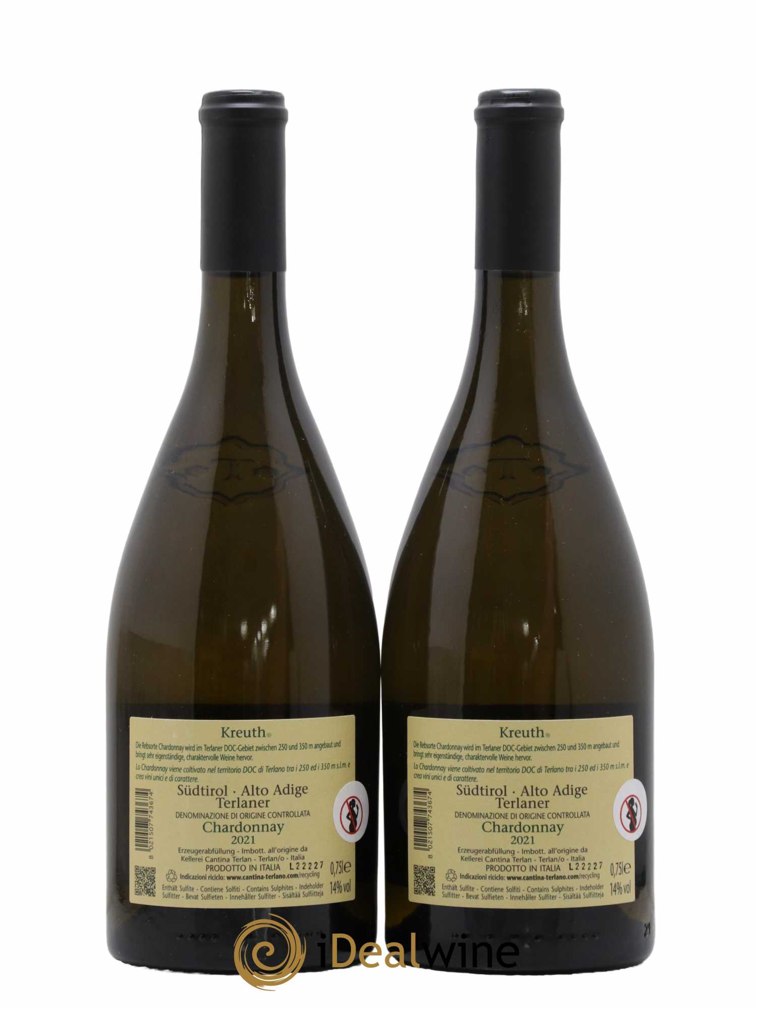 Italie Alto Adige Kreuth Chardonnay Cantina Terlano 2021 - Lot de 2 bouteilles - 1