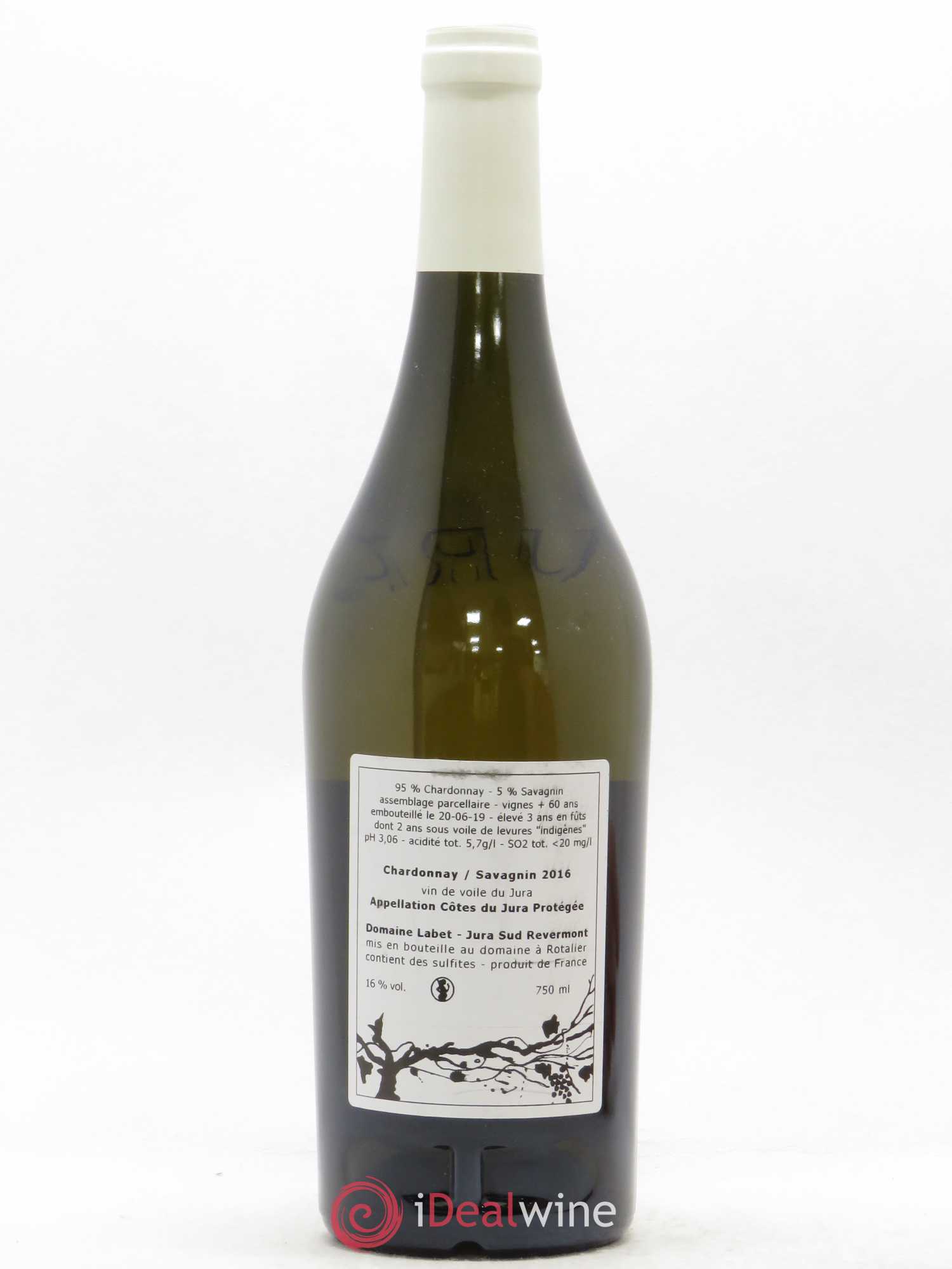 Côtes du Jura Vin de Voile Chardonnay-Savagnin cuvée de garde Romain - Julien - Charline Labet 2016 - Lot de 1 bouteille - 1