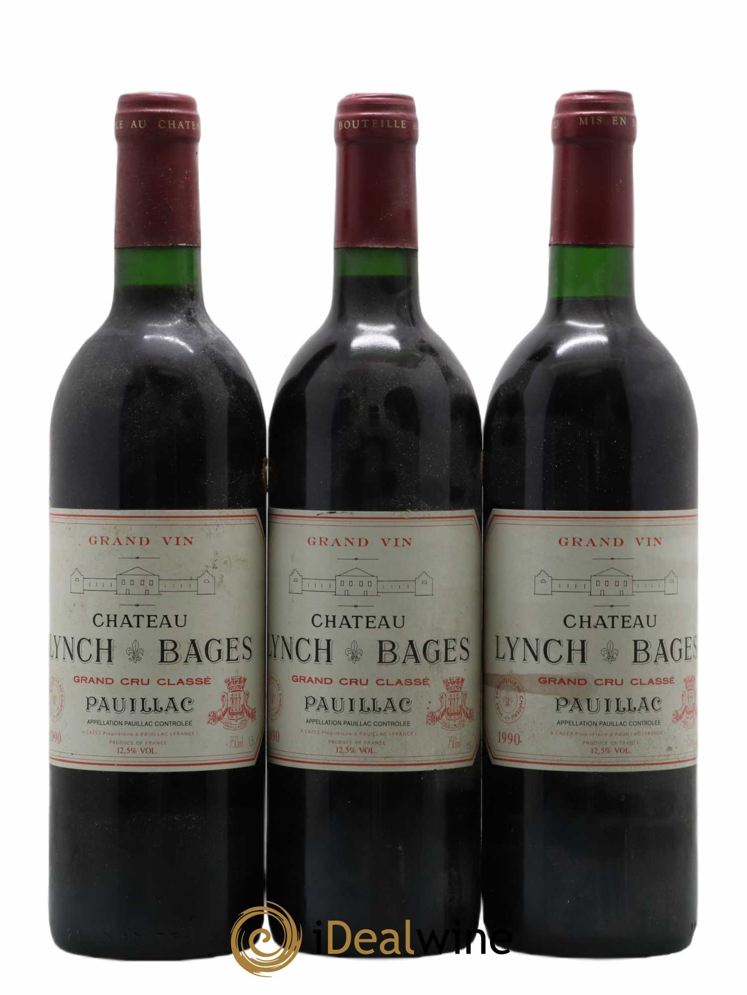 Château Lynch Bages 5ème Grand Cru Classé 1990 - Lot de 3 bouteilles - 0