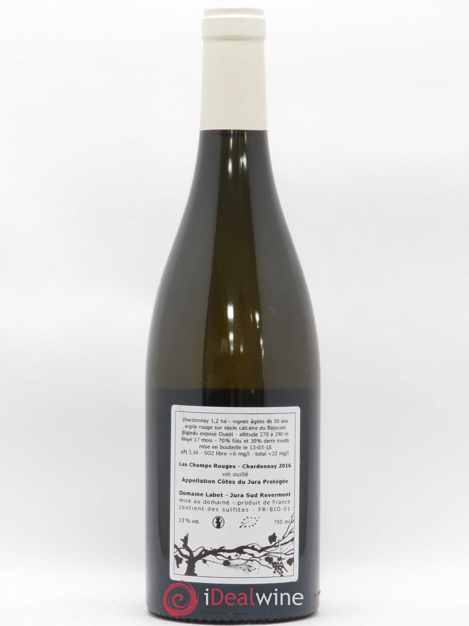 Côtes du Jura Chardonnay Les Champs Rouges Romain - Julien - Charline Labet 2016 - Lot de 1 bouteille - 1