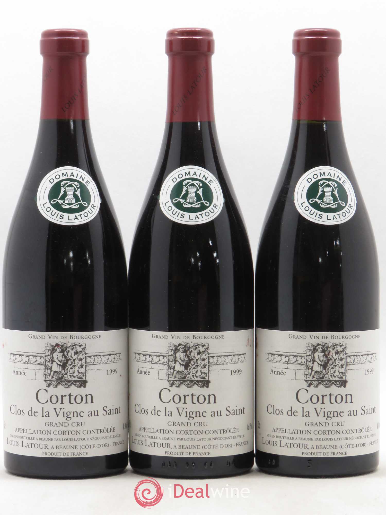 Corton Grand Cru Clos de la vigne au Saint Louis Latour 1999 - Lot de 3 bouteilles - 0