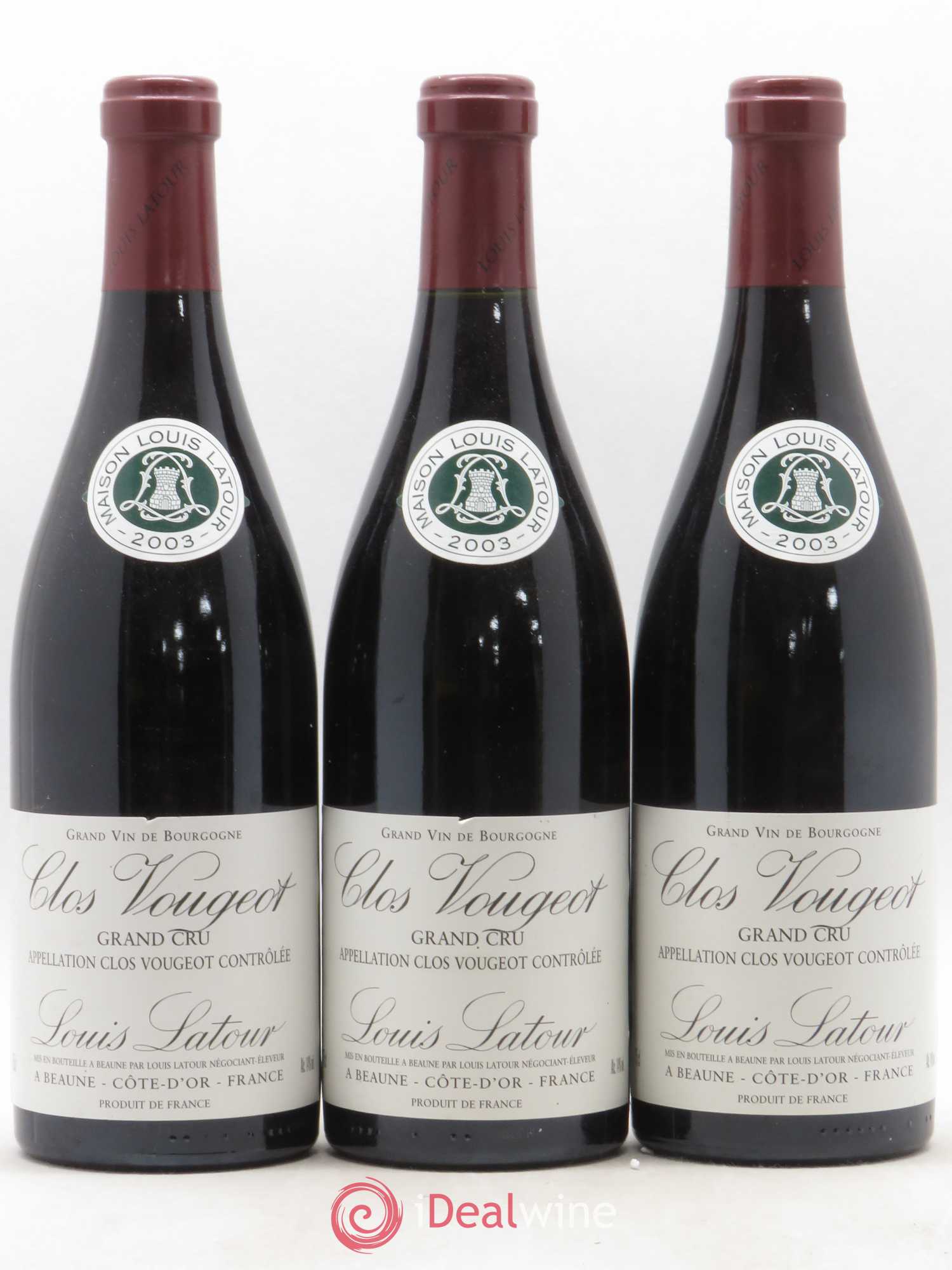 Clos de Vougeot Grand Cru Louis Latour 2003 - Lot de 3 bouteilles - 0