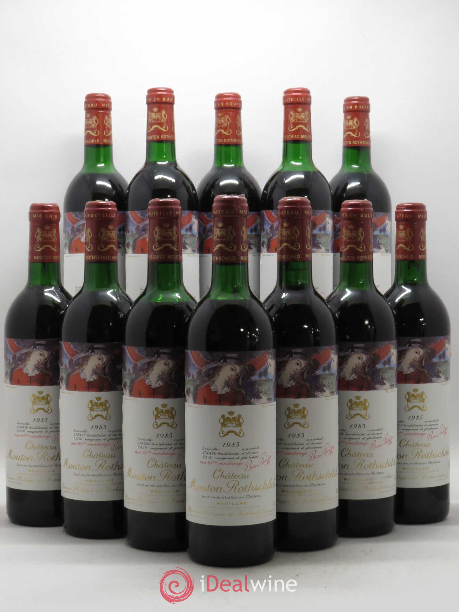 Château Mouton Rothschild 1er Grand Cru Classé 1985 - Lot de 12 bouteilles - 0
