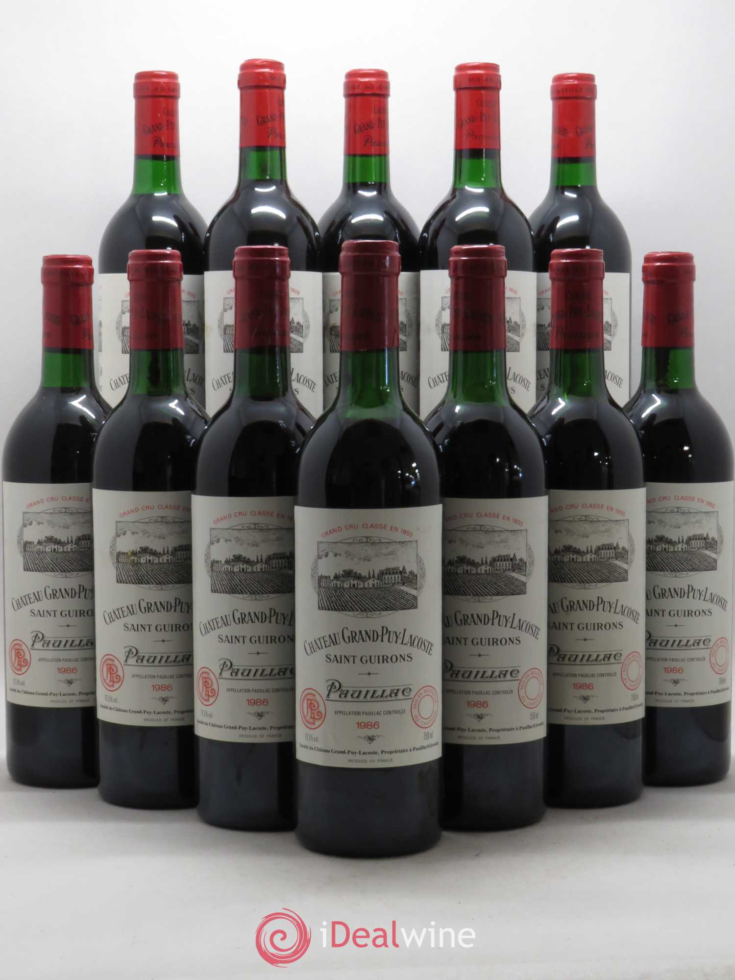 Château Grand Puy Lacoste 5ème Grand Cru Classé 1986 - Lot de 12 bouteilles - 0