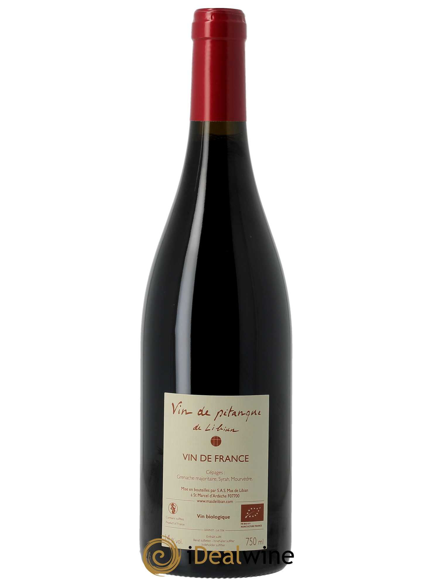 IGP Ardèche Vin de Pétanque Mas de Libian 2023 - Lot de 1 bouteille - 1