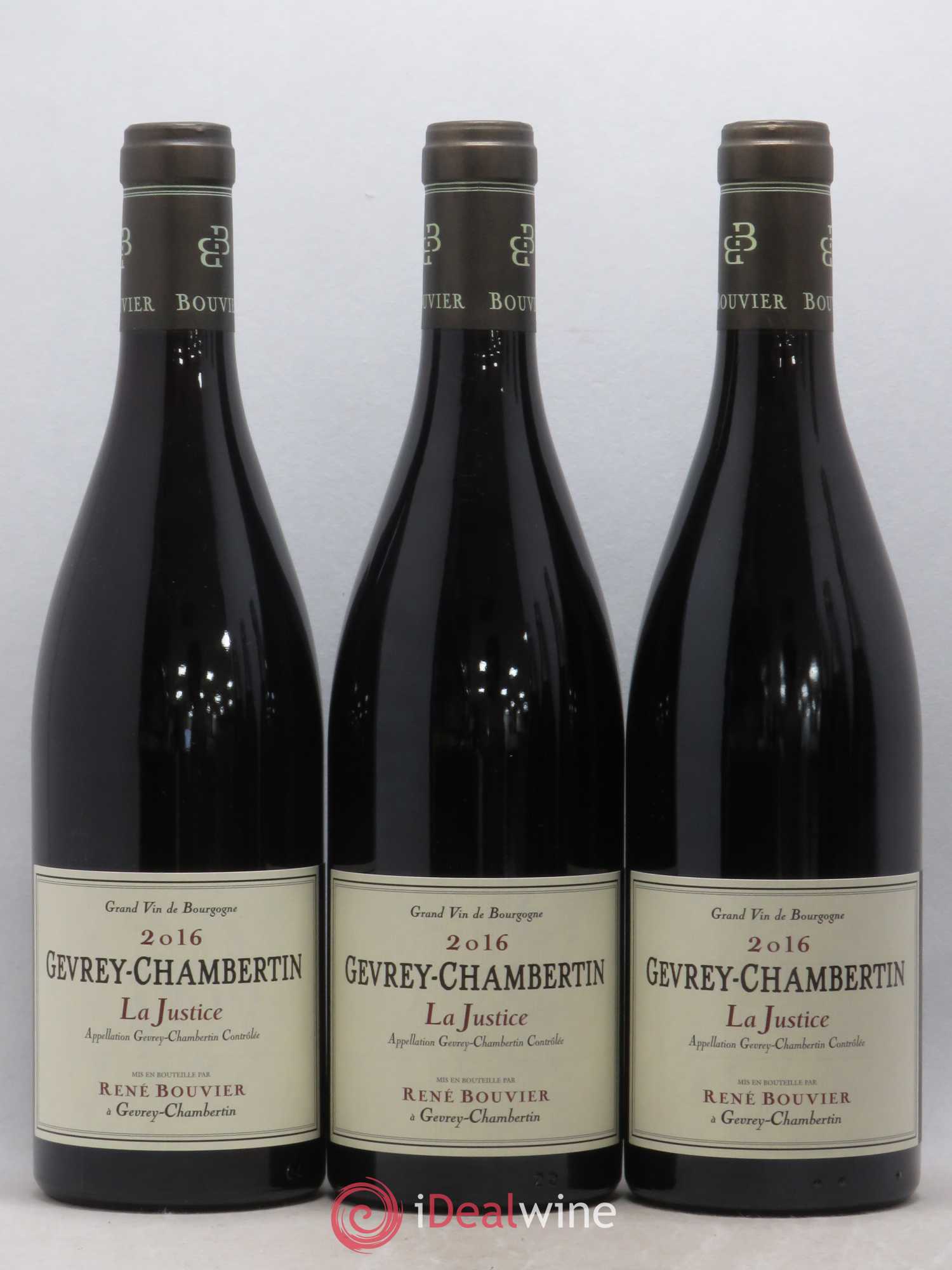 Gevrey-Chambertin La Justice René Bouvier (Domaine) 2016 - Lot de 3 bouteilles - 0