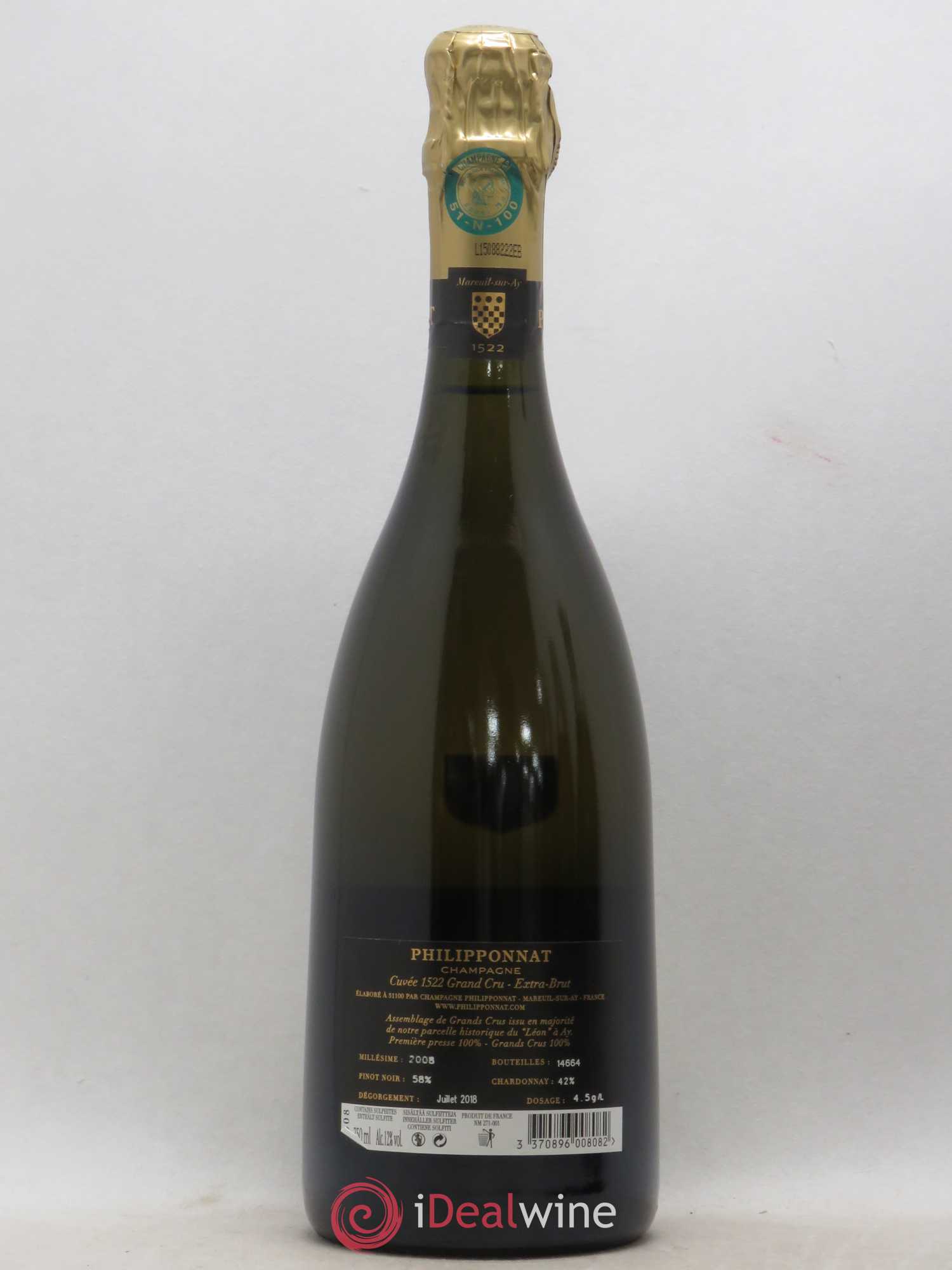 Cuvée 1522 Grand Cru Extra-Brut Philipponnat Extra Brut 2008 - Lot de 1 bouteille - 1