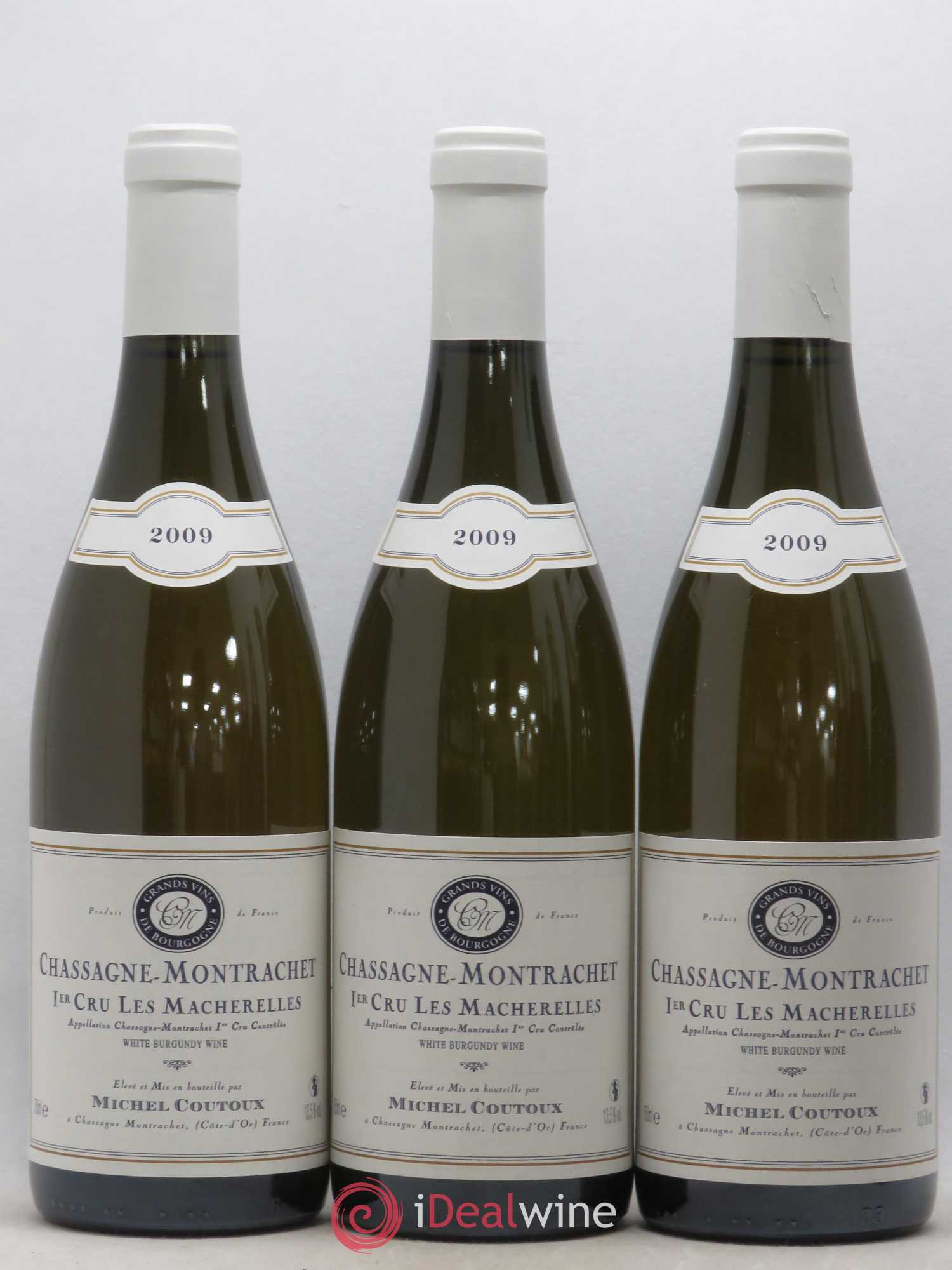 Chassagne-Montrachet 1er Cru Les Macherelles Michel Coutoux 2009 - Lot de 3 bouteilles - 0