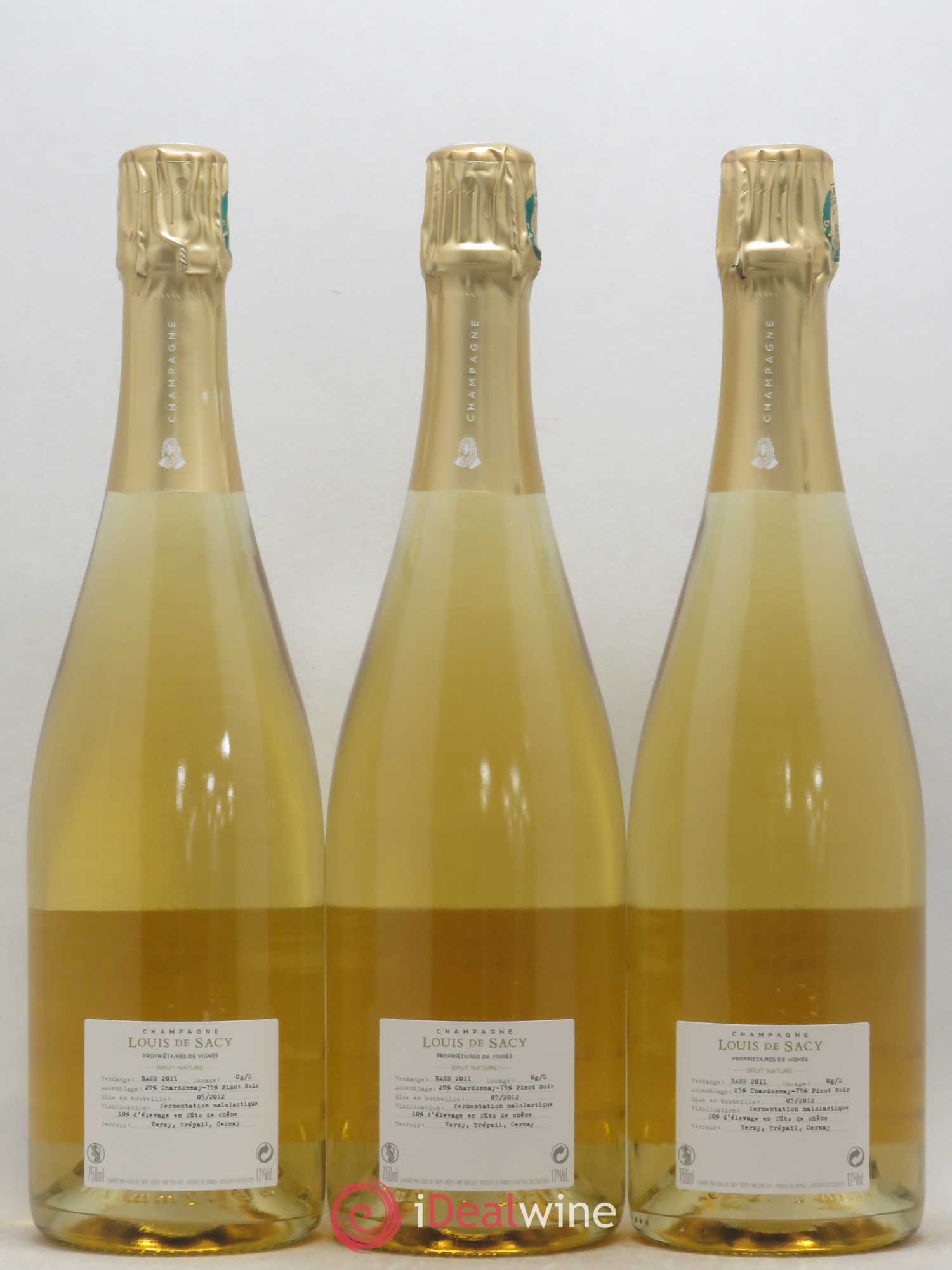 Champagne Cuvée Nue Louis de Sacy Brut nature - Posten von 3 Flaschen - 1