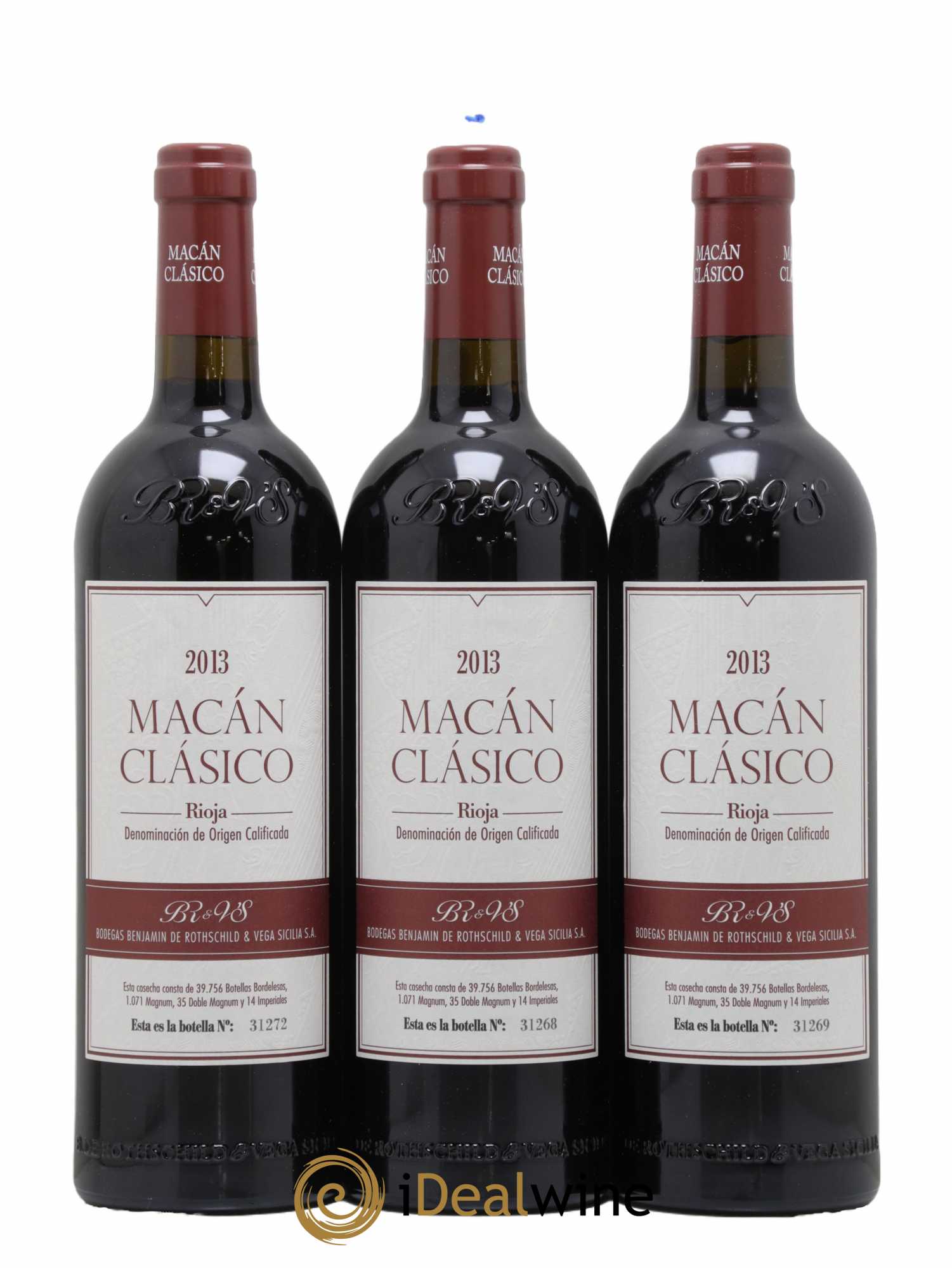 Rioja DOCa Macan Benjamin de Rothschild & Vega Sicilia S.A 2013 - Lot de 3 bouteilles - 0