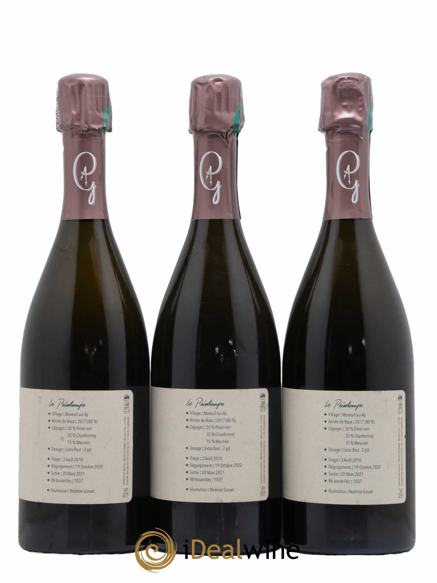 Au Fil des Temps Le Printemps Paul Gosset Extra Brut - Lot de 3 bouteilles - 1