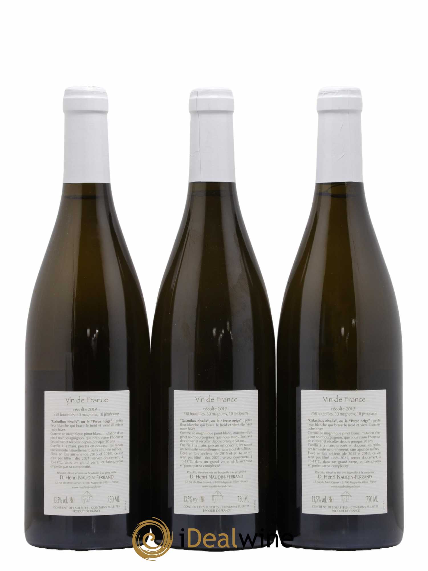 Vin de France Galanthus Nivalis Naudin-Ferrand (Domaine) 2019 - Lot de 3 bouteilles - 1