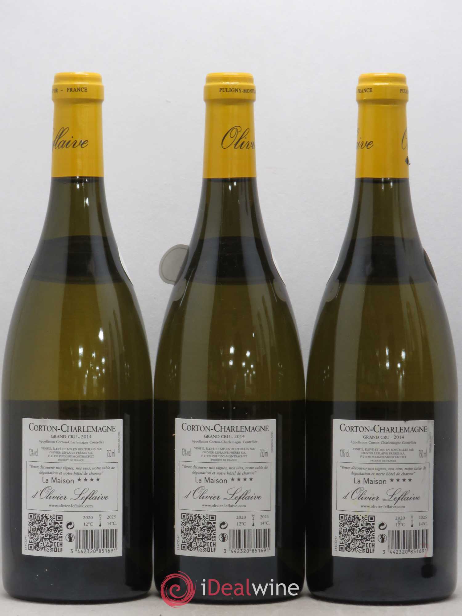Corton-Charlemagne Grand Cru Olivier Leflaive 2014 - Lot de 3 bouteilles - 1