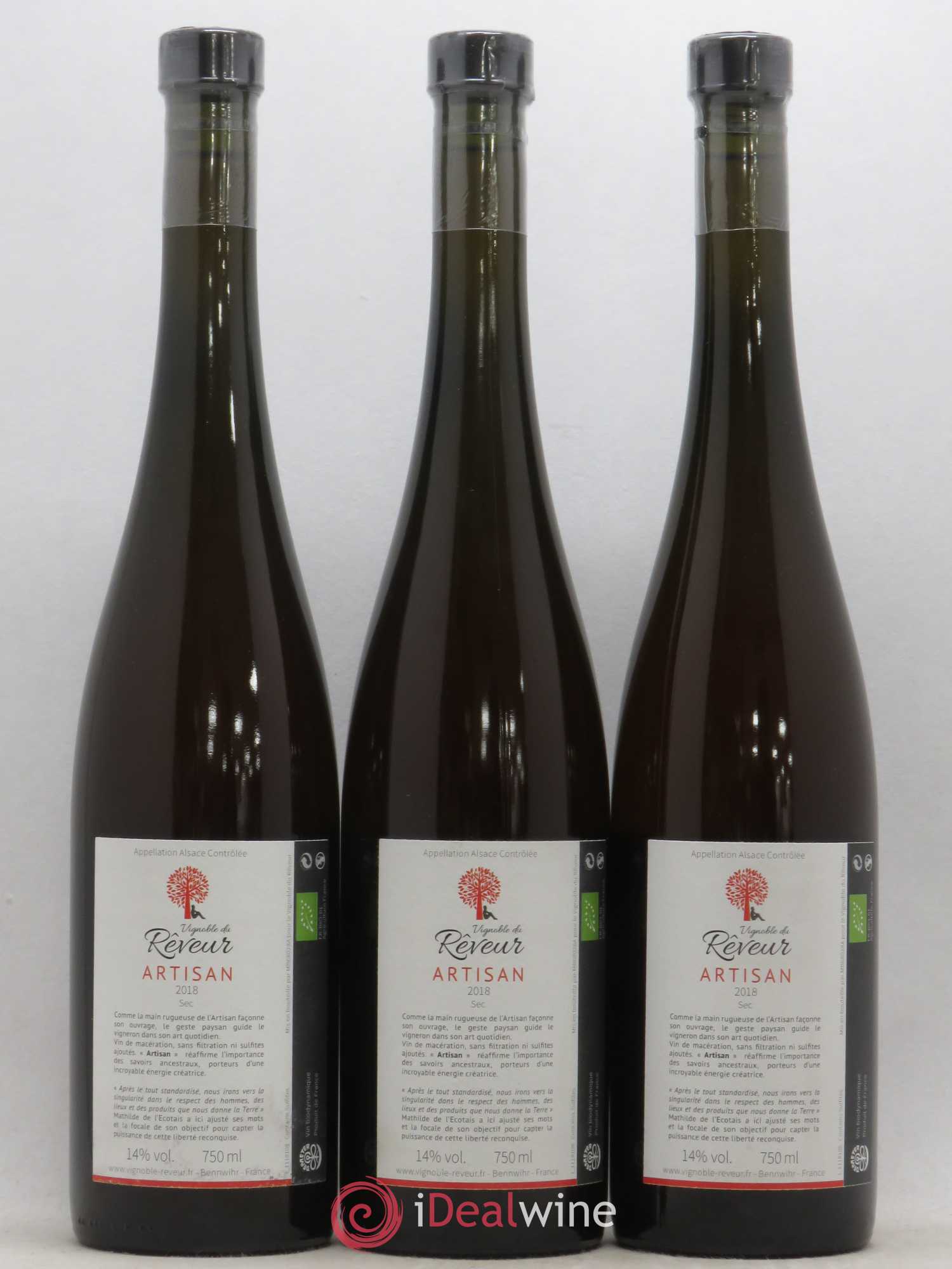 Alsace Artisan Vignoble du Rêveur (sans prix de réserve) 2018 - Lot de 3 bouteilles - 1