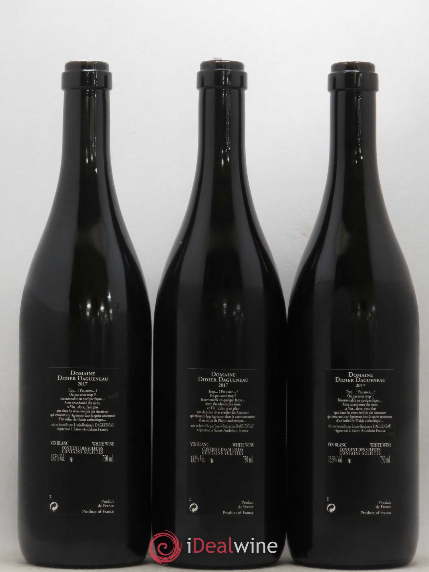 Vin de France (anciennement Pouilly-Fumé) Silex Dagueneau (Domaine Didier - Louis-Benjamin) (sans prix de réserve) 2017 - Lot de 3 bouteilles - 1