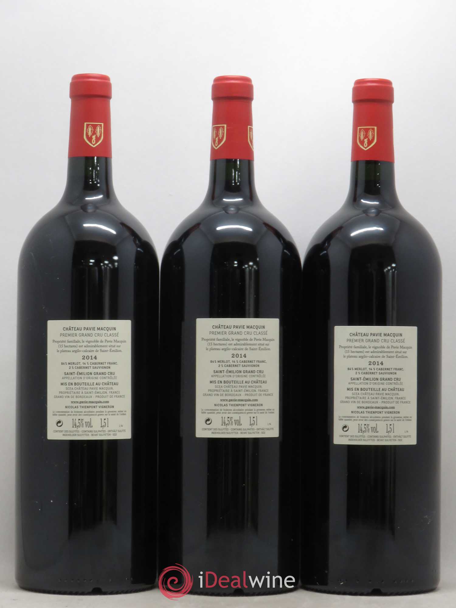 Château Pavie Macquin 1er Grand Cru Classé B  (sans prix de réserve) 2014 - Lot de 3 magnums - 1