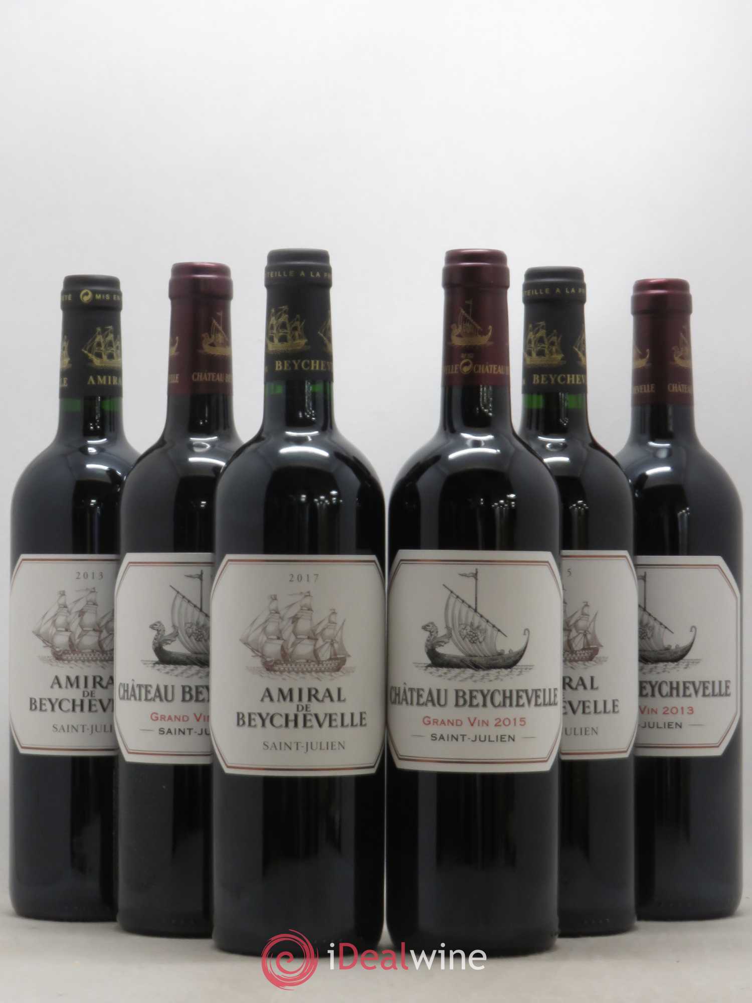 Beychevelle - Amiral de Beychevelle Verticale Beychevelle 2013 - 2015 - 2017 Amiral de Beychevelle 2013 - 2015 - 2017 (sans prix de réserve) - Posten von 6 Flaschen - 0