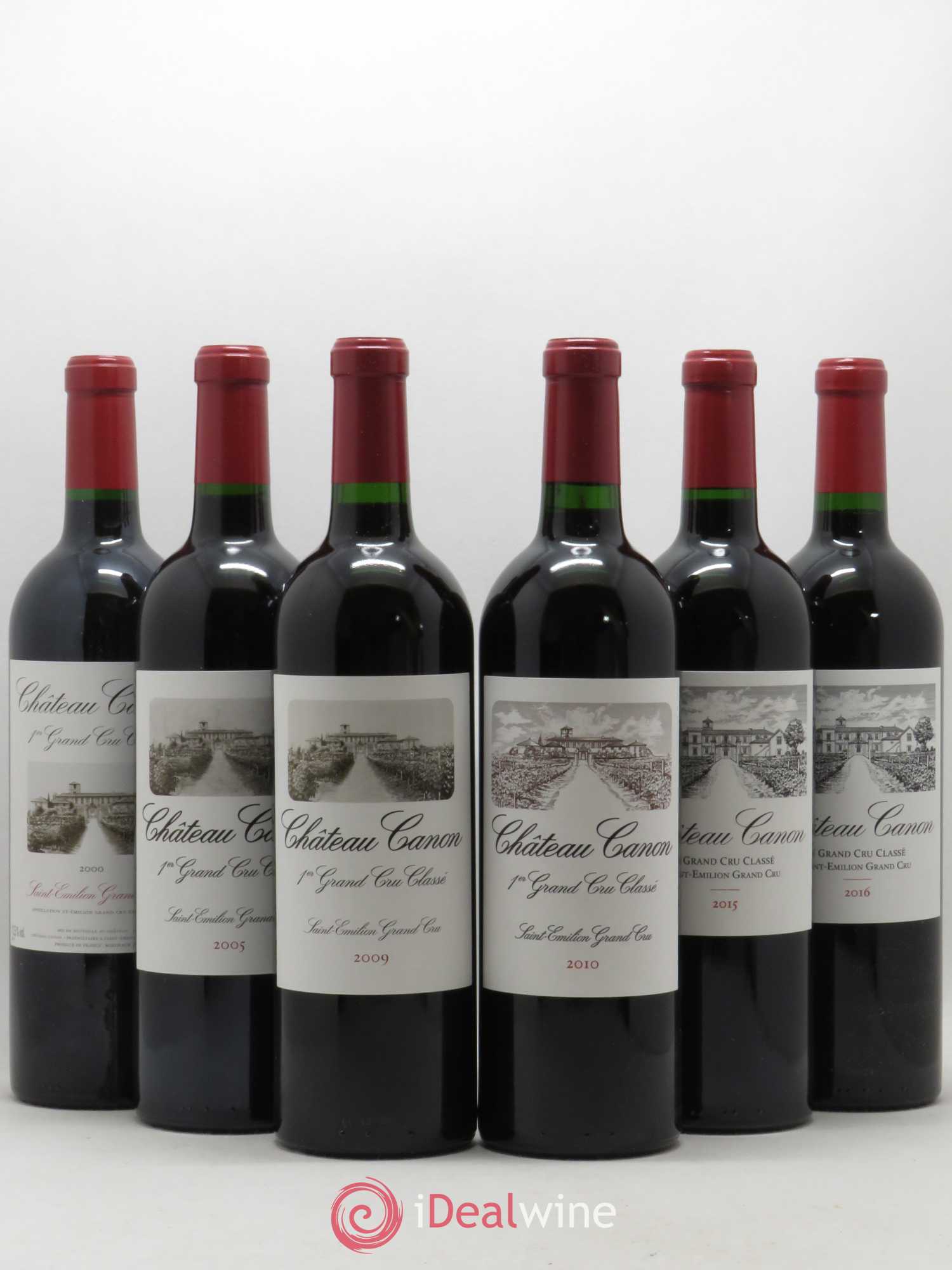 Château Canon 1er Grand Cru Classé B Verticale 2000 - 2005 - 2009 - 2010 - 2015 - 2016 (sans prix de réserve) - Posten von 6 Flaschen - 0