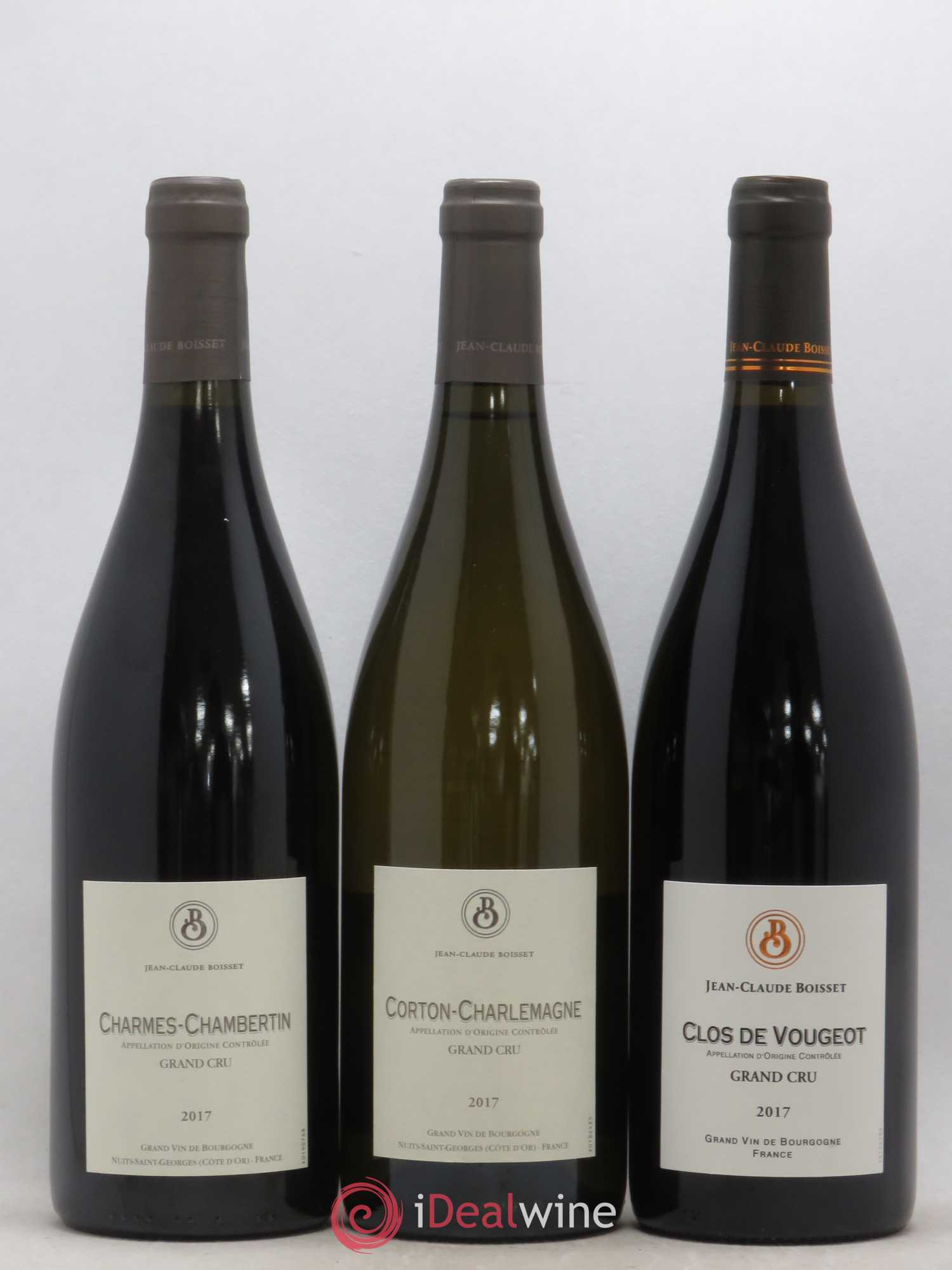 Assortiment 3 appellations Jean-Claude Boisset Corton Charlemagne - Clos de Vougeot - Charmes Chambertin (sans prix de réserve) 2017 - Lotto di 3 bottiglie - 0