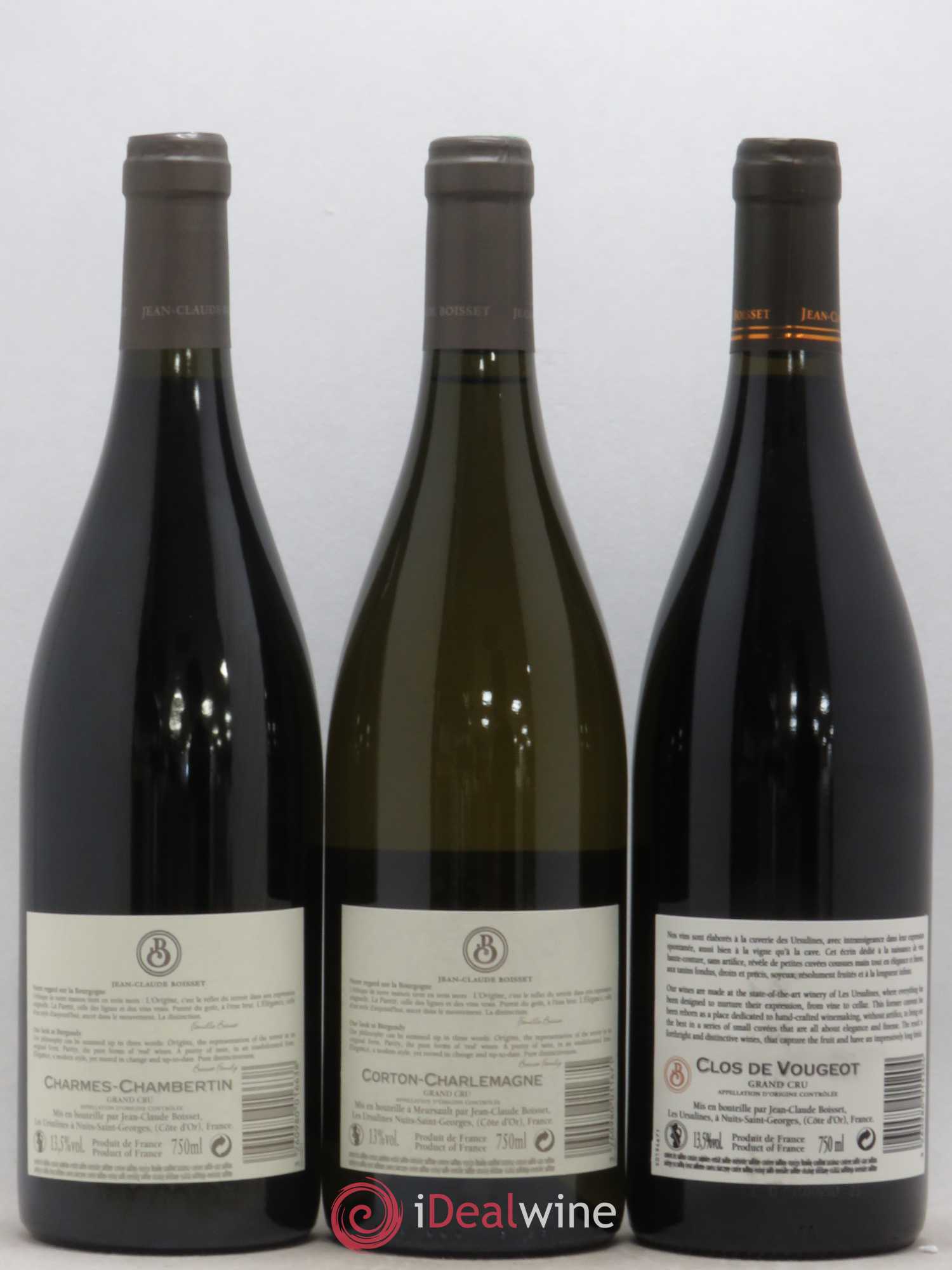 Assortiment 3 appellations Jean-Claude Boisset Corton Charlemagne - Clos de Vougeot - Charmes Chambertin (sans prix de réserve) 2017 - Lotto di 3 bottiglie - 1