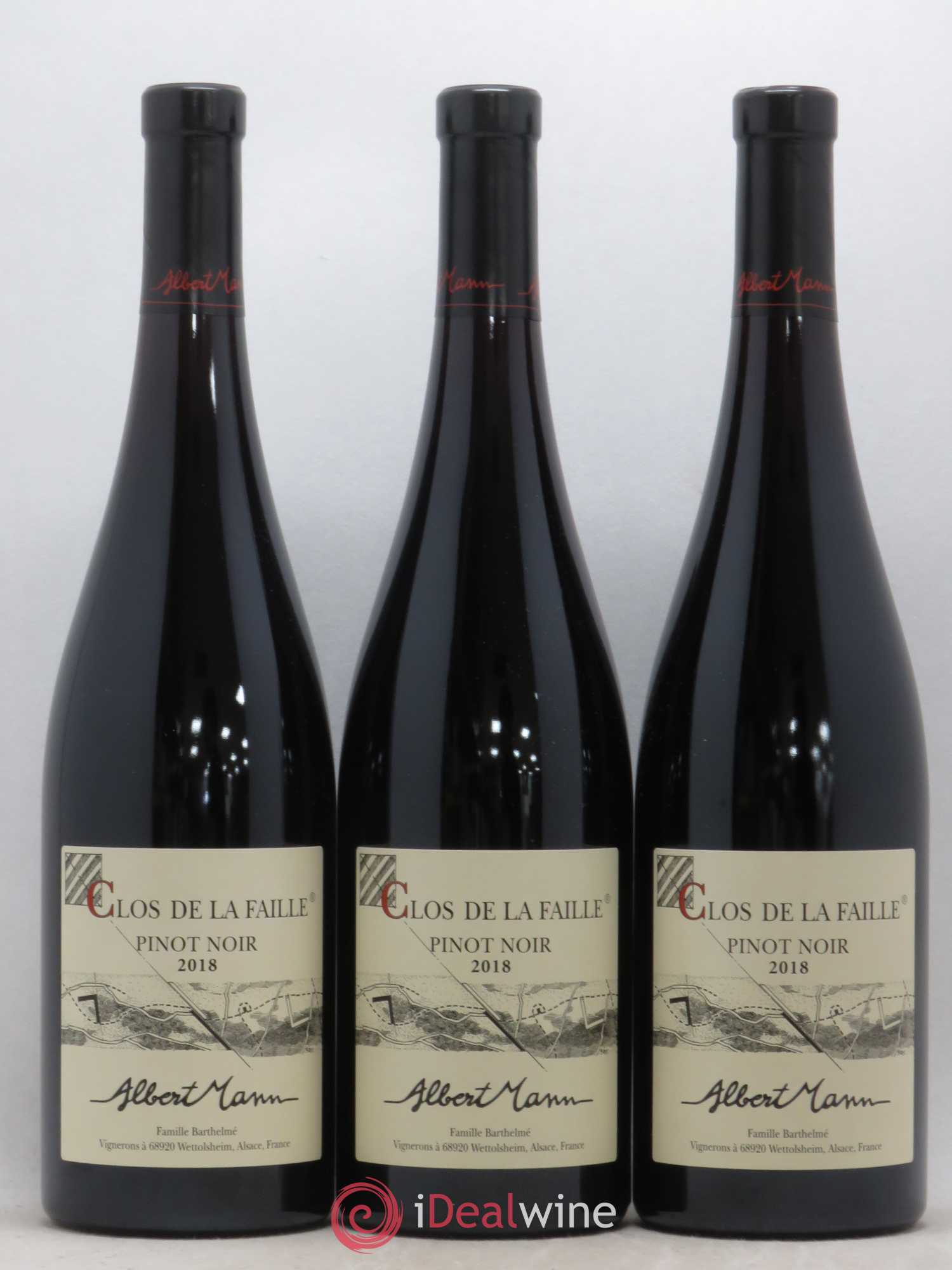 Alsace Pinot Noir Clos de la Faille Albert Mann (sans prix de réserve) 2018 - Lot de 3 bouteilles - 0