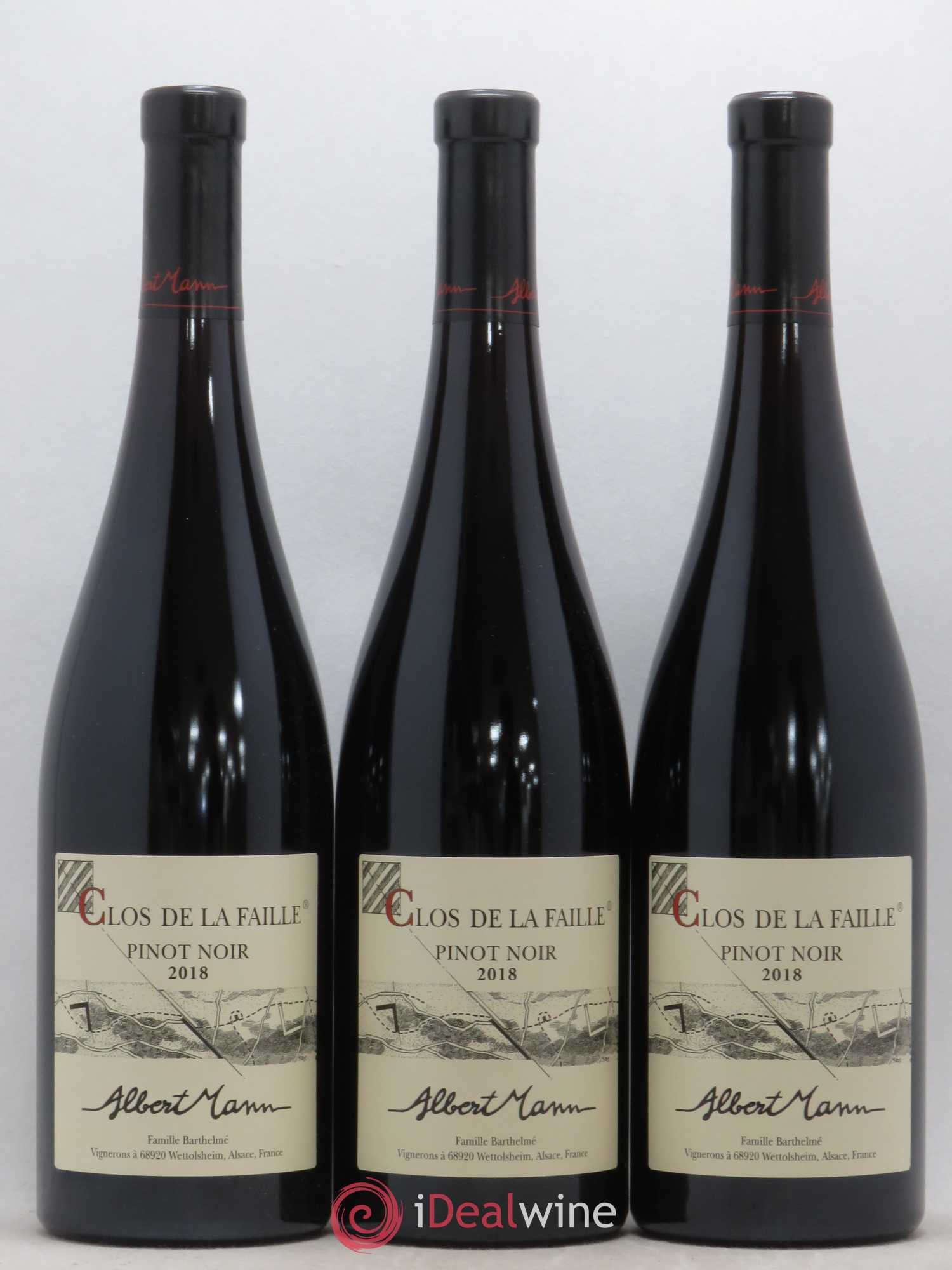 Alsace Pinot Noir Clos de la Faille Albert Mann (sans prix de réserve) 2018 - Lot de 3 bouteilles - 0