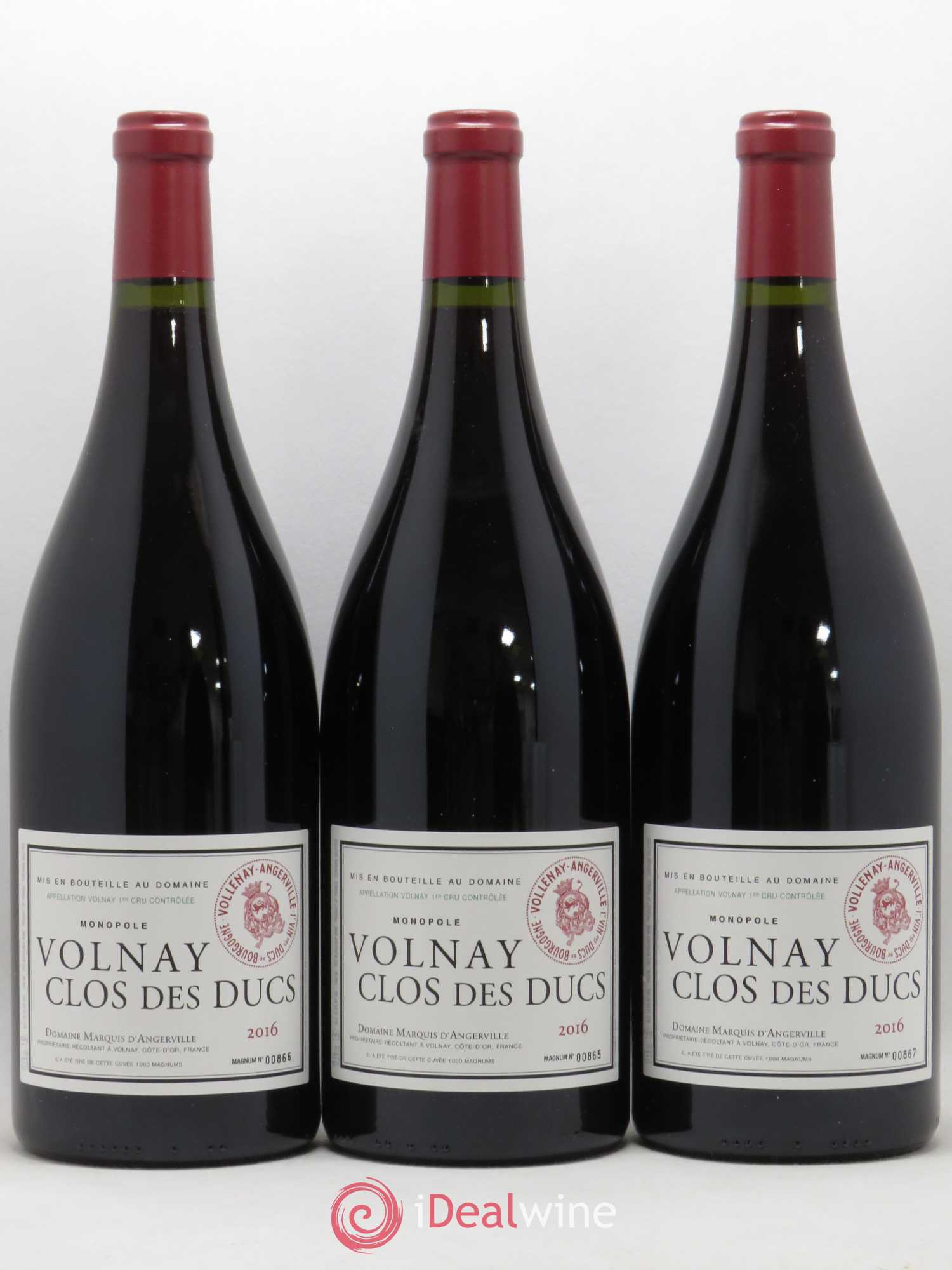 Volnay 1er Cru Clos des Ducs Marquis d'Angerville (Domaine) (sans prix de réserve) 2016 - Lot de 3 magnums - 0