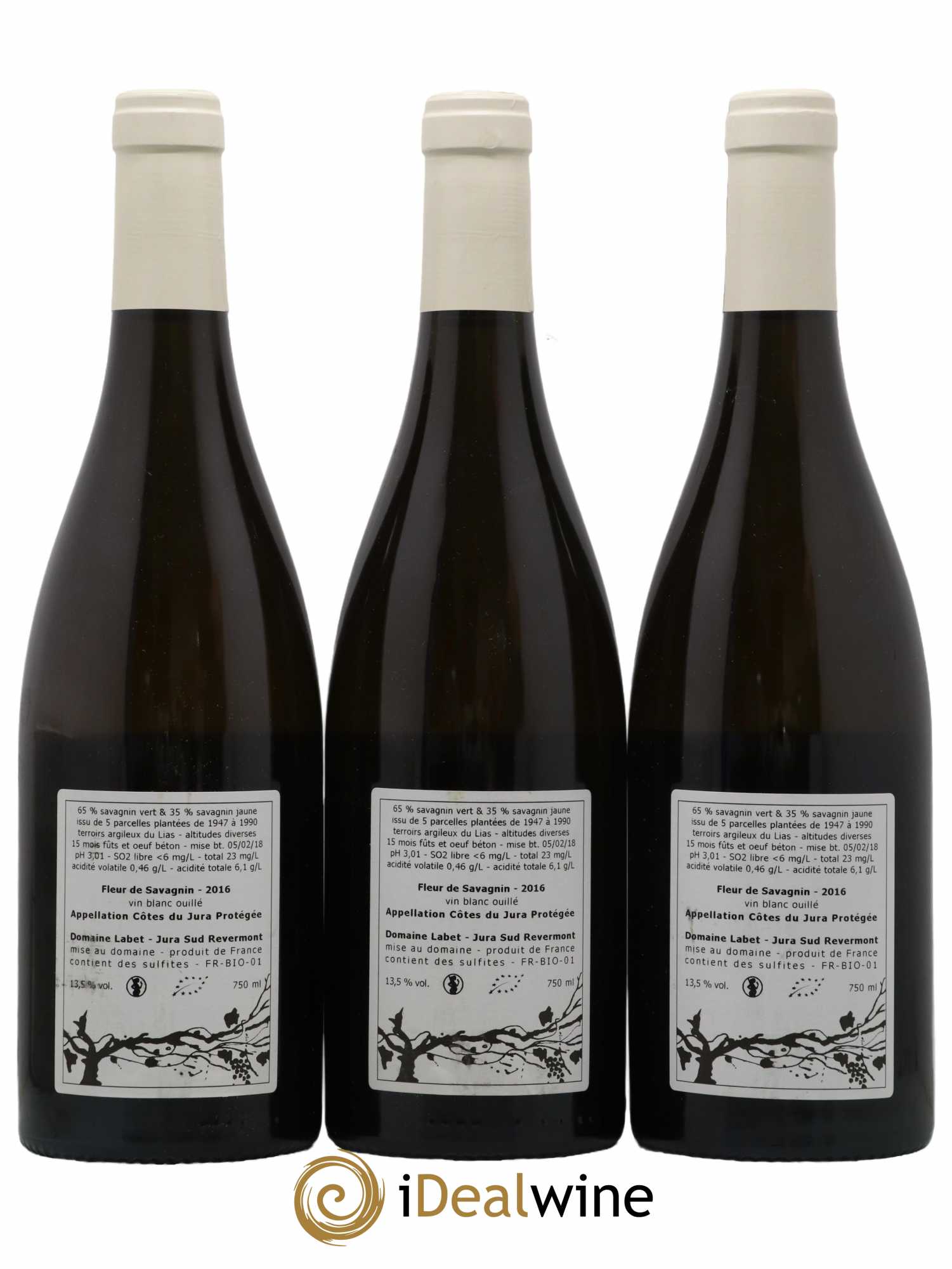 Côtes du Jura Fleur de Savagnin Romain - Julien - Charline Labet 2016 - Lot de 3 bouteilles - 1