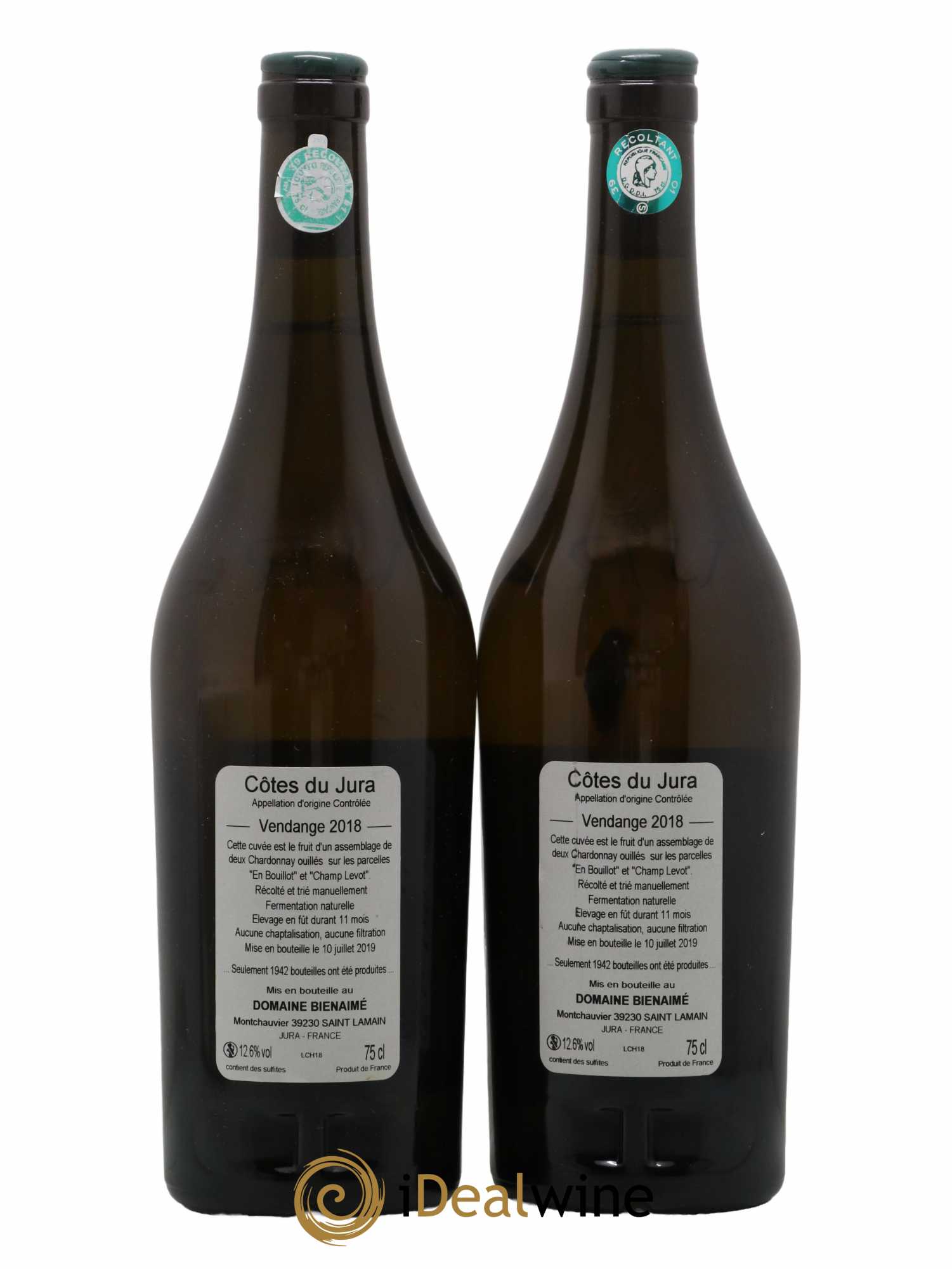 Côtes du Jura Chardonnay Bruno Bienaimé 2018 - Lot de 2 bouteilles - 1