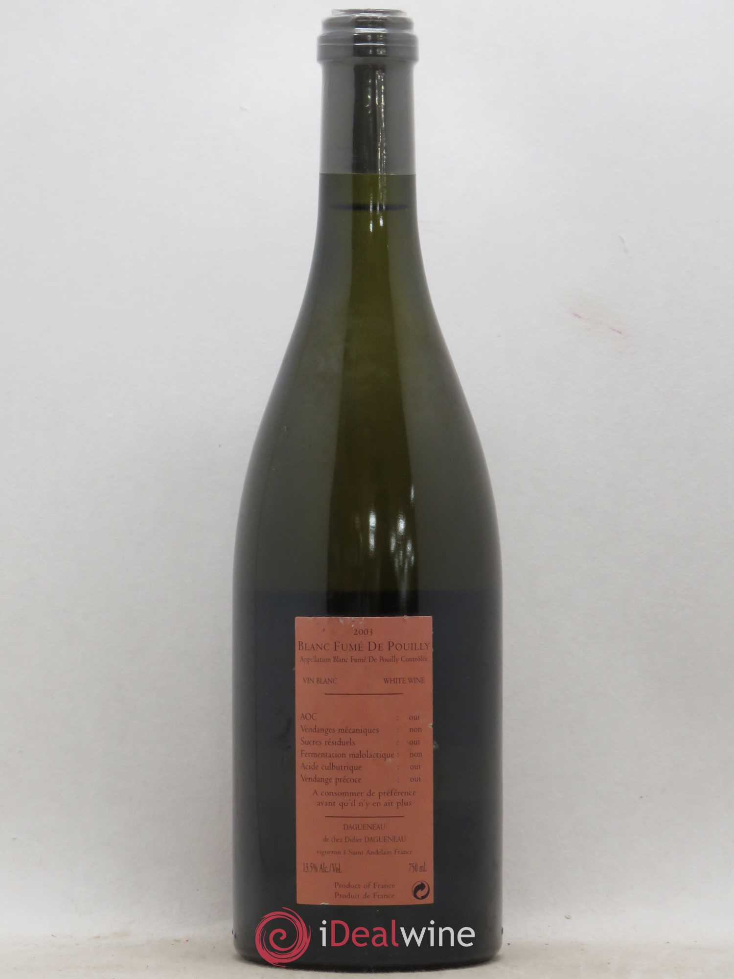 Pouilly-Fumé Paradoxe Dagueneau (Domaine Didier - Louis-Benjamin) 2003 - Lot de 1 bouteille - 1