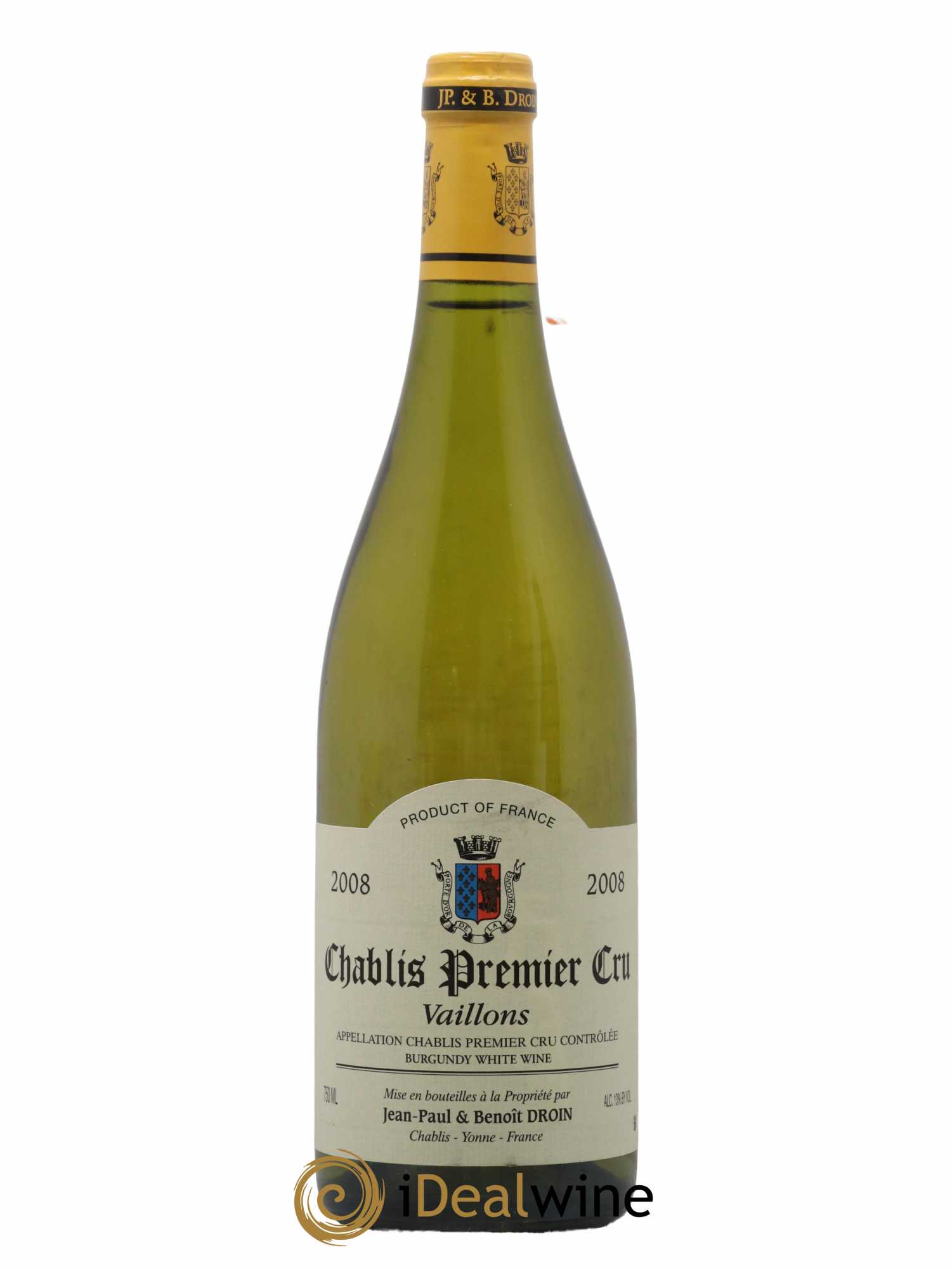 Chablis 1er Cru Vaillons Jean-Paul & Benoît Droin (Domaine) 2008 - Posten von 1 Flasche - 0